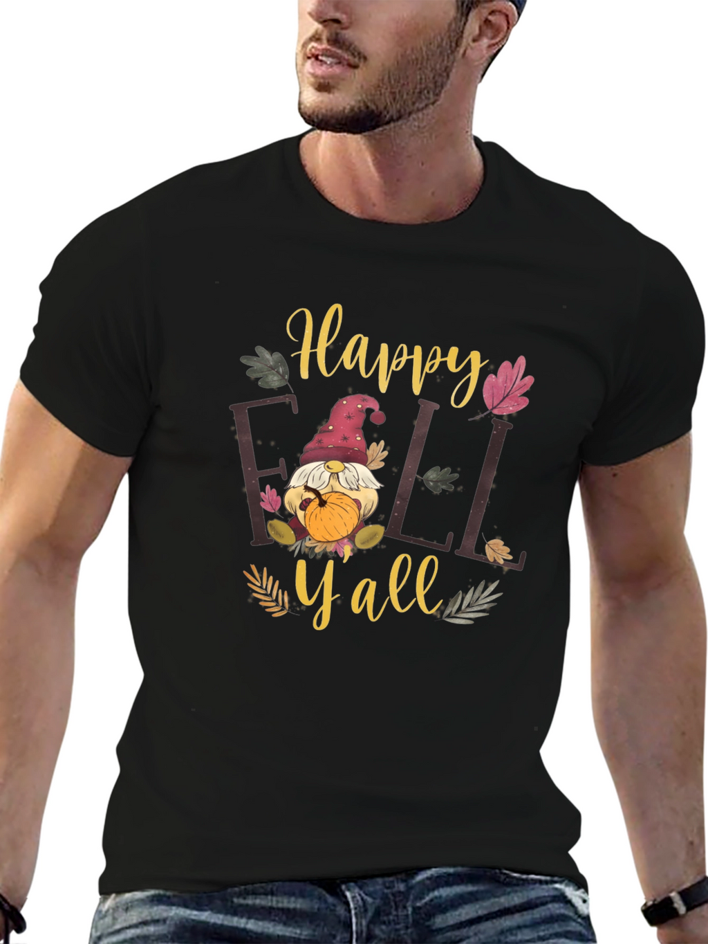 Happy Fall Yall Black T-Shirt