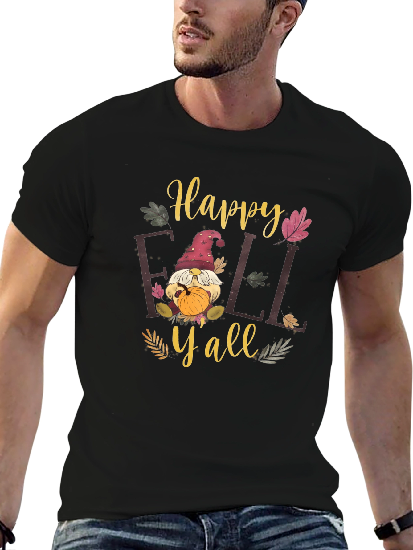 Happy Fall Yall Black T-Shirt