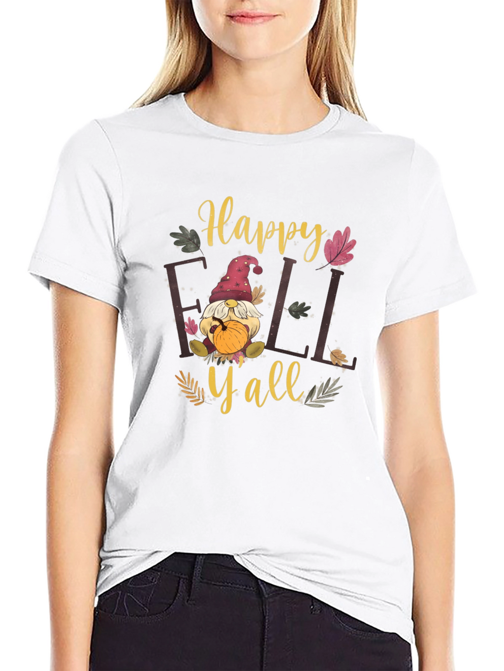 Happy Fall Yall Black T-Shirt