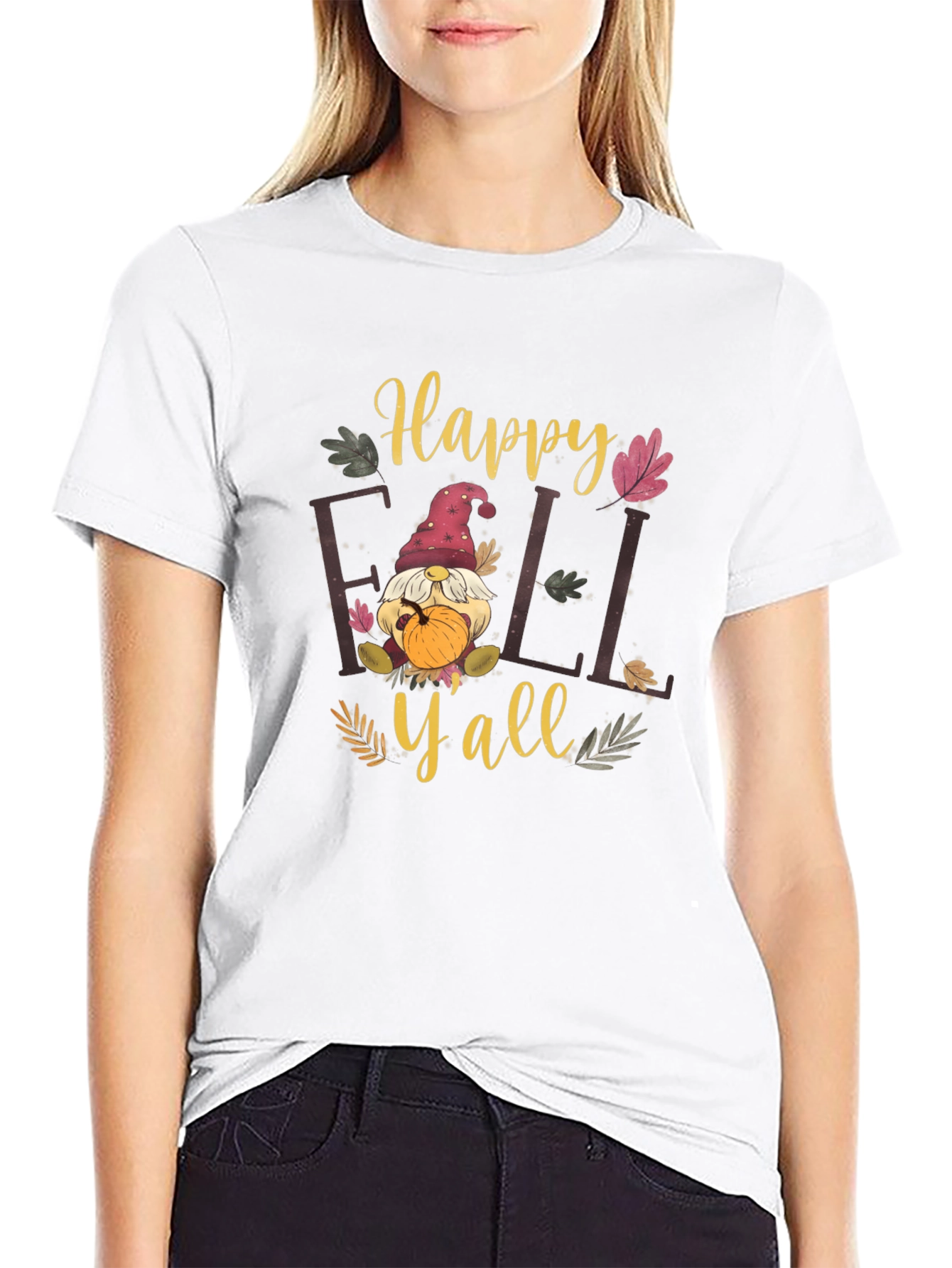 Happy Fall Yall Black T-Shirt