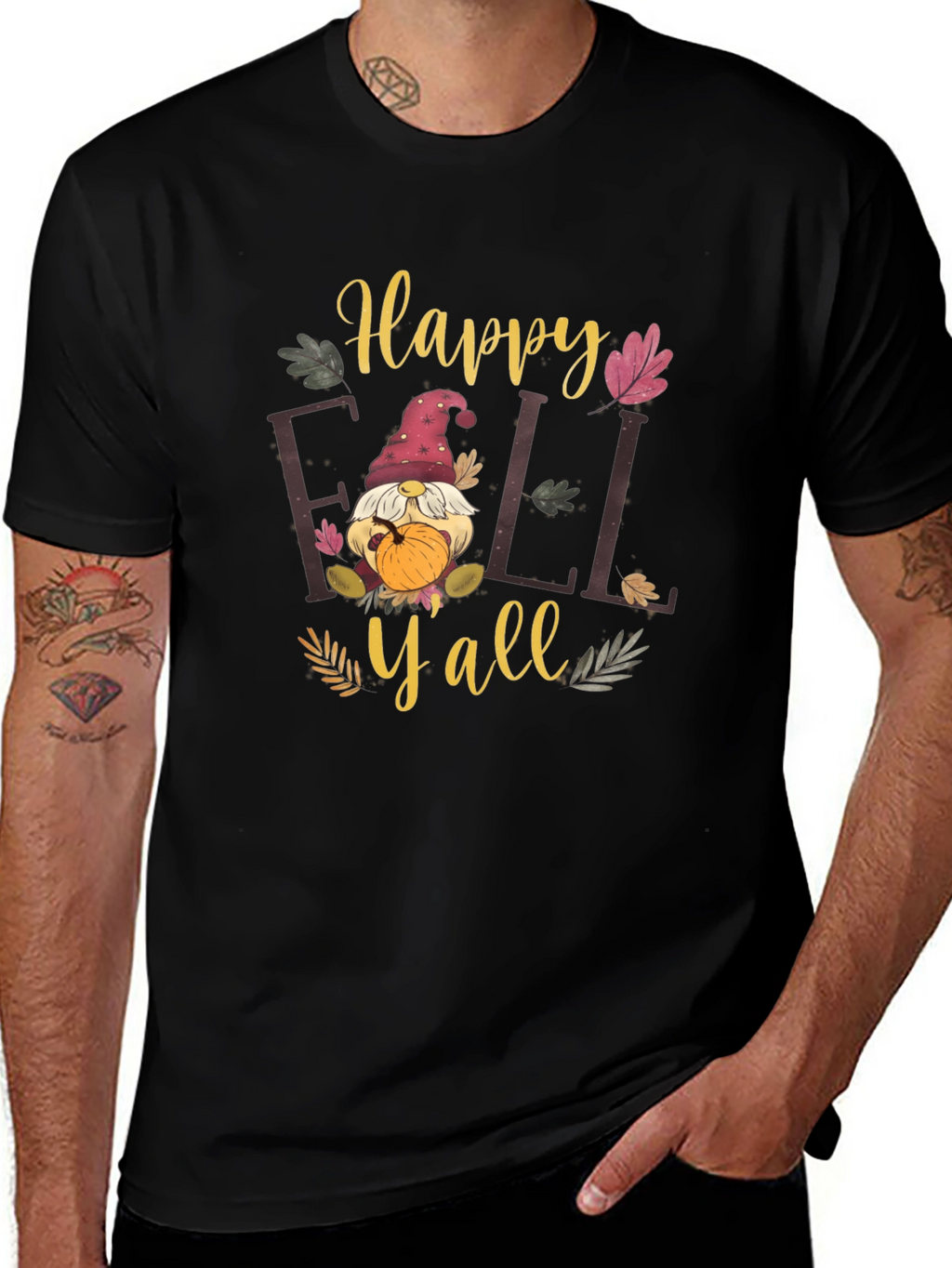 Happy Fall Yall Black T-Shirt