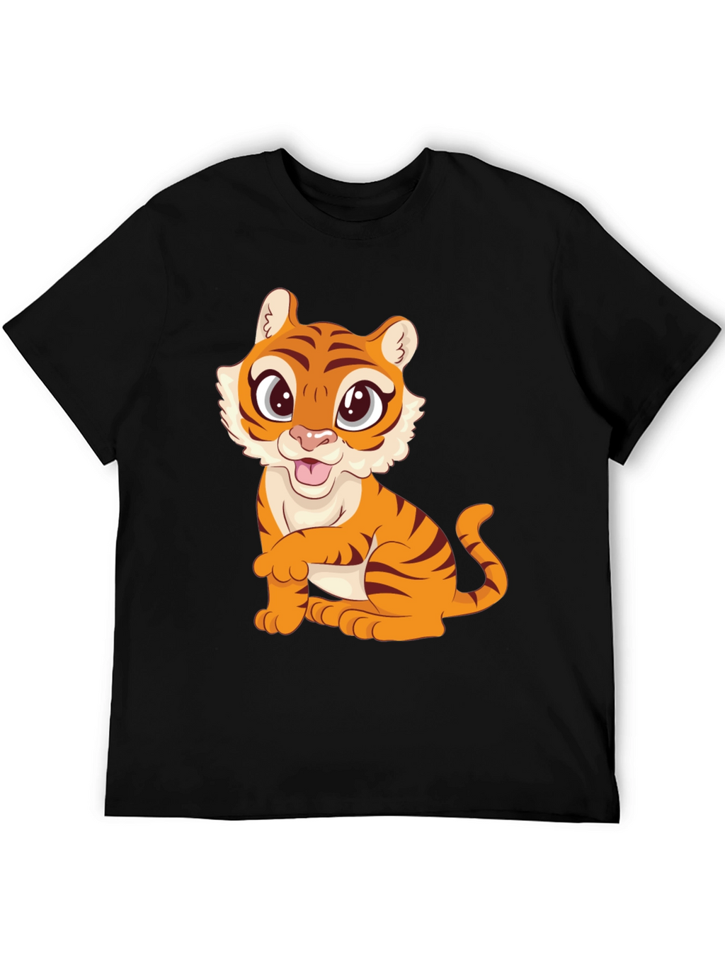 Cute Tiger Graphic Black T-Shirt