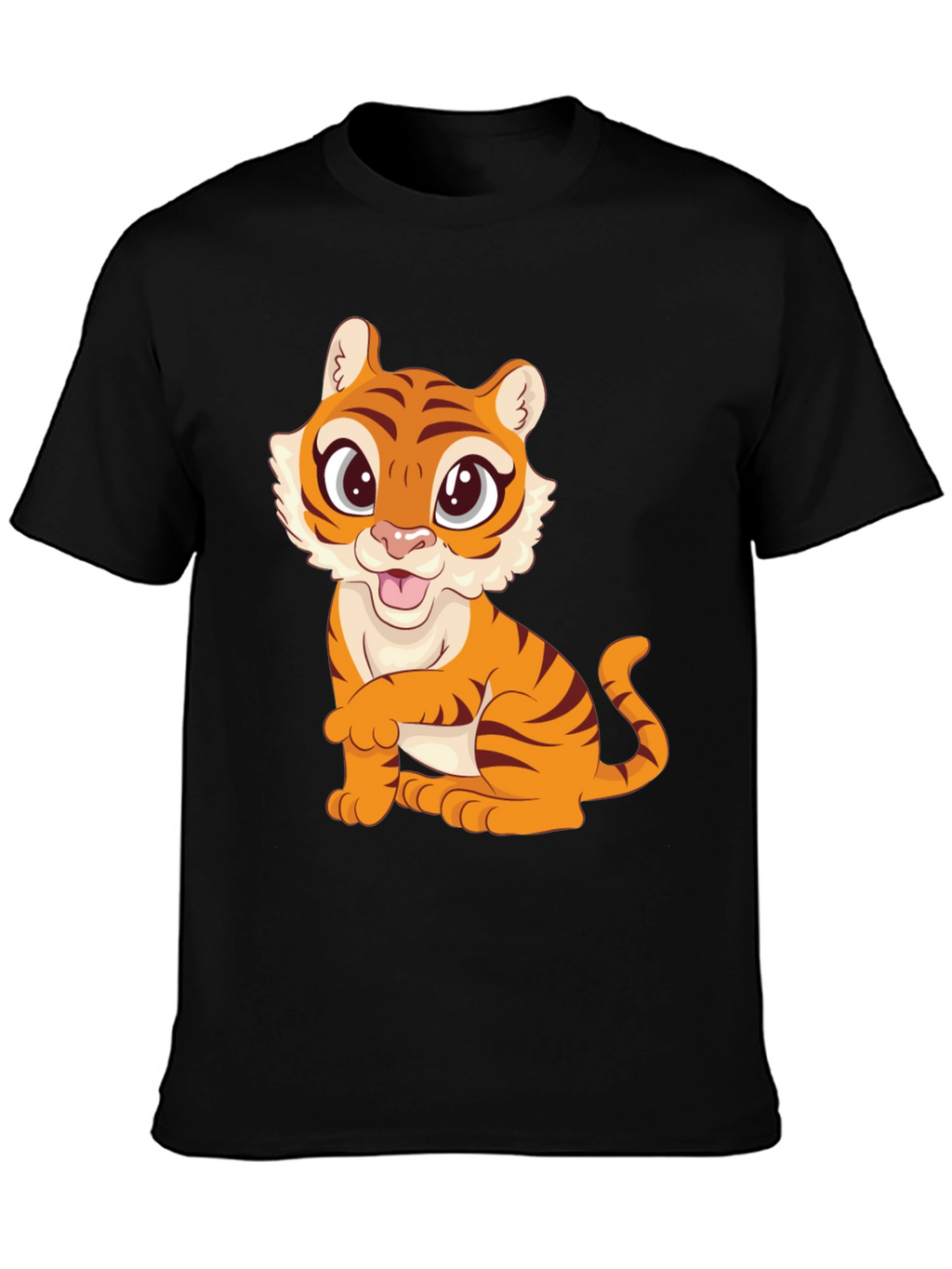 Cute Tiger Graphic Black T-Shirt