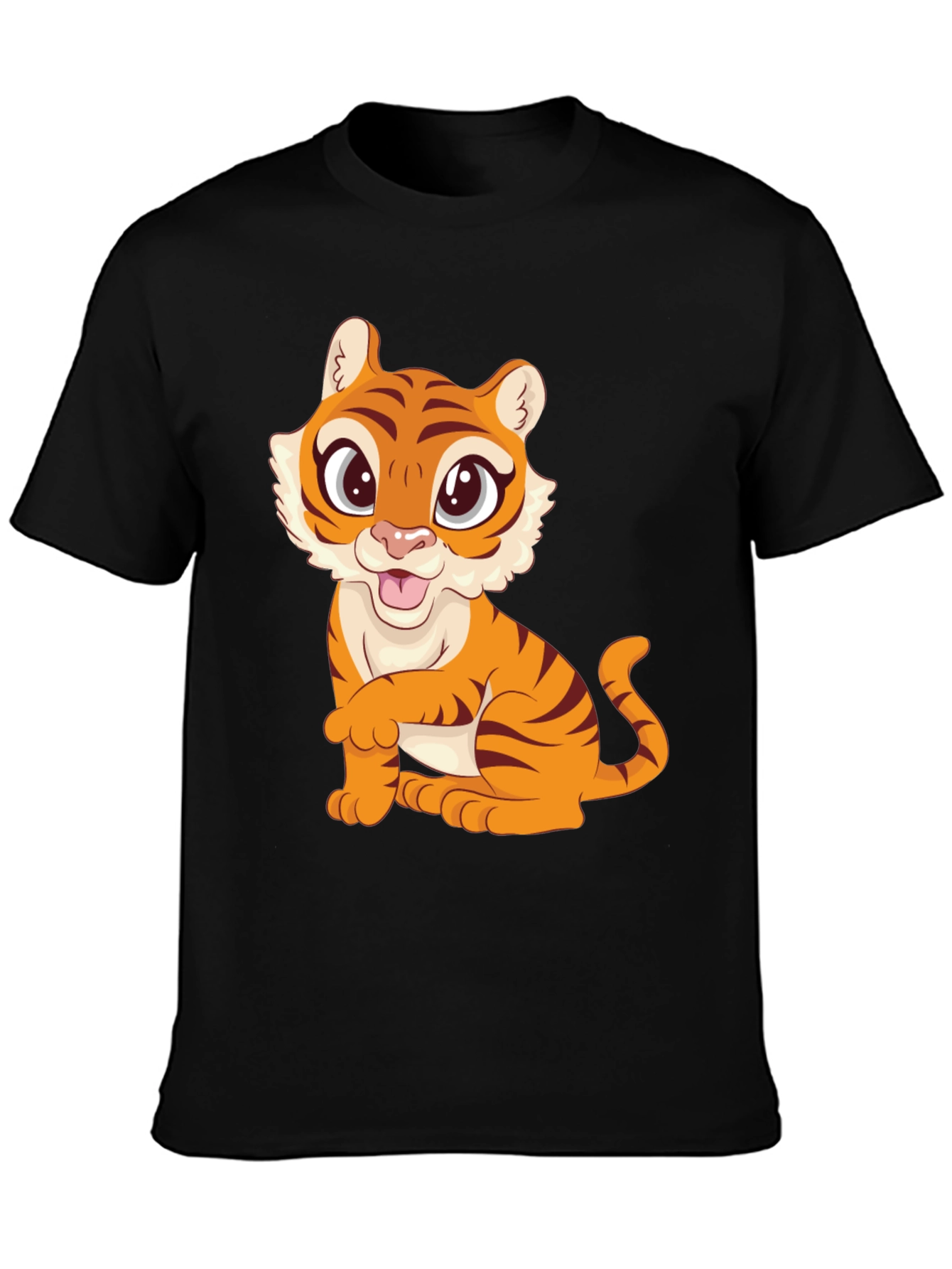 Cute Tiger Graphic Black T-Shirt