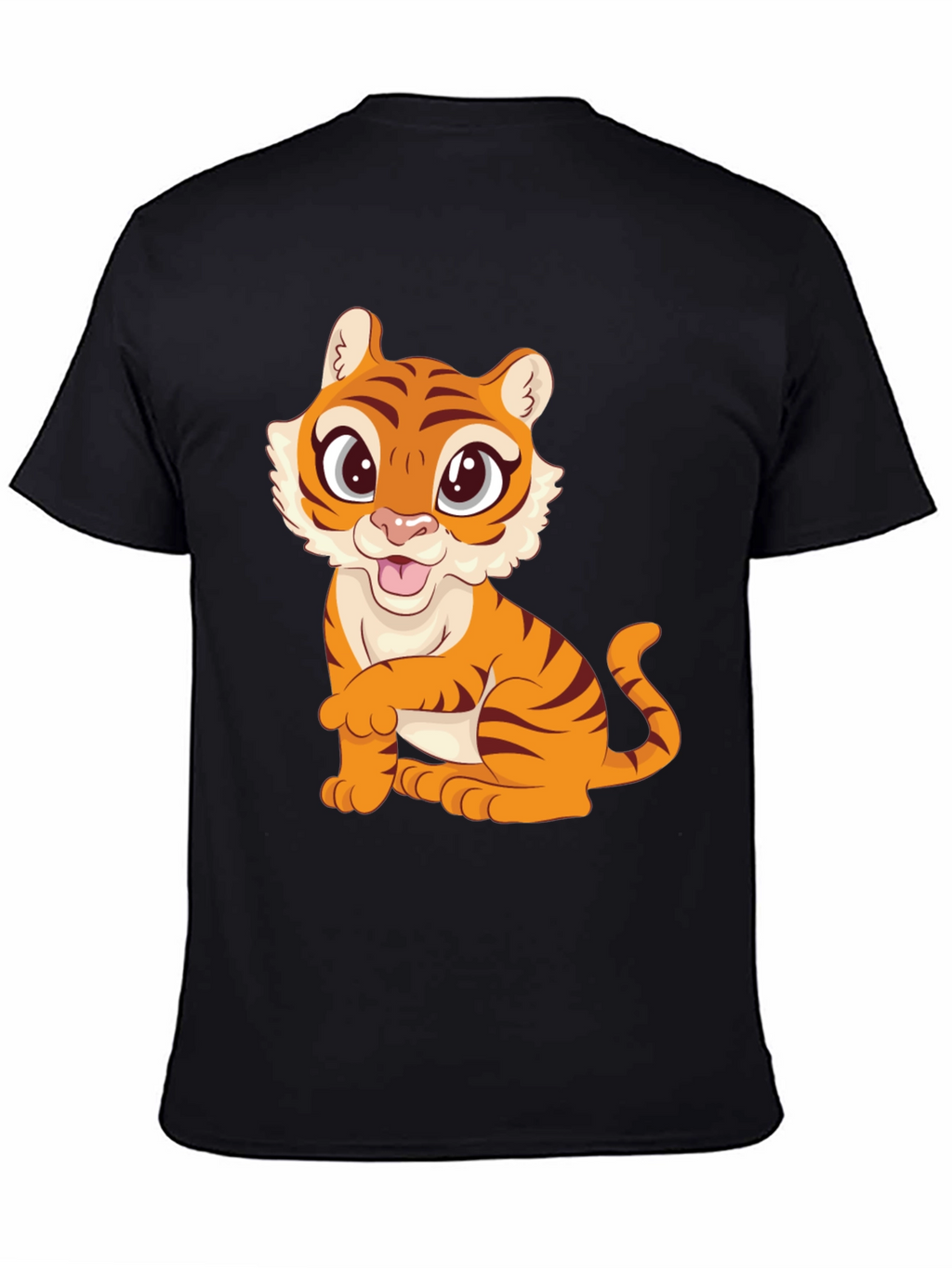 Cute Tiger Graphic Black T-Shirt