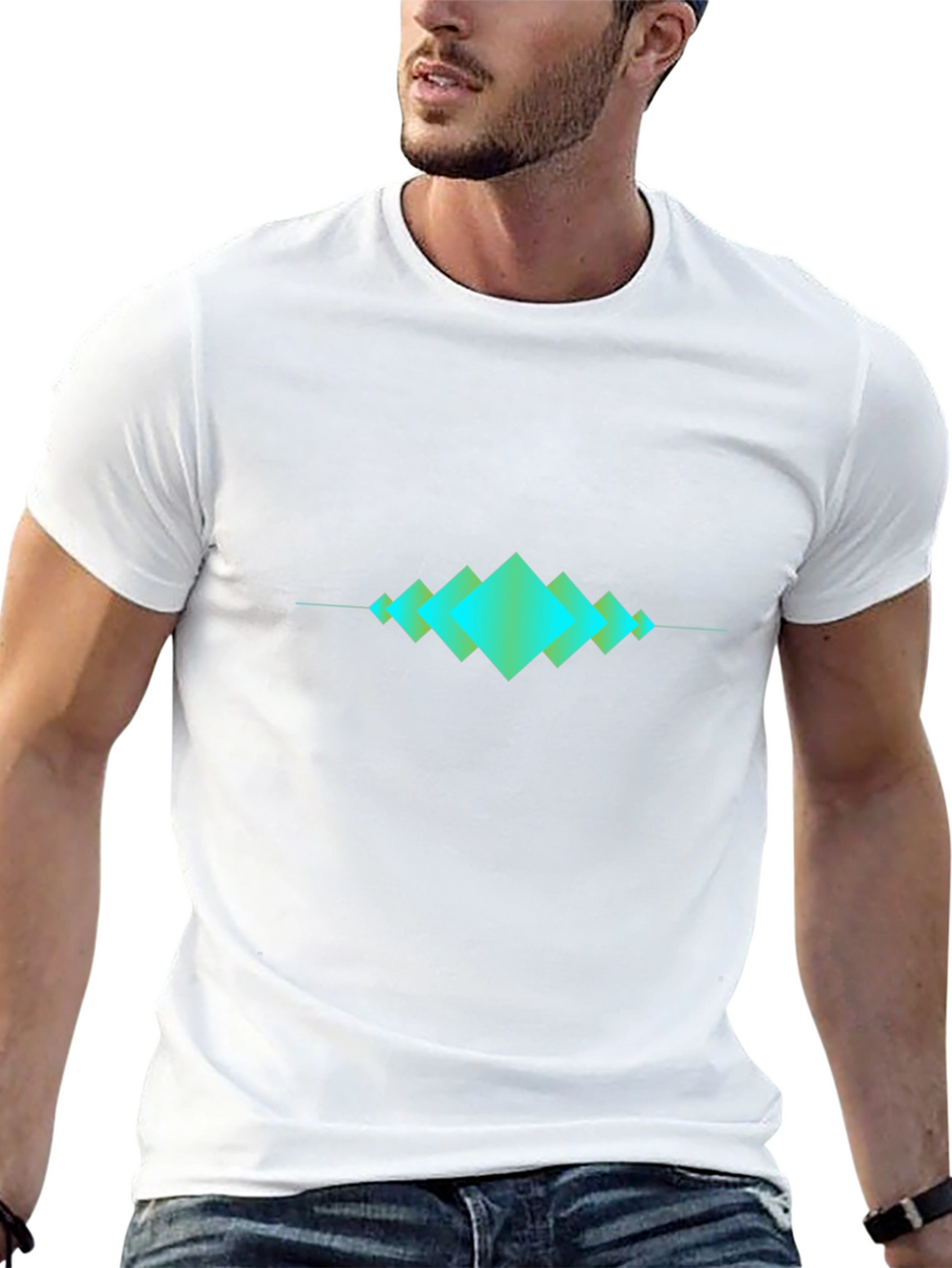 Geometric Wave Design Black T-Shirt