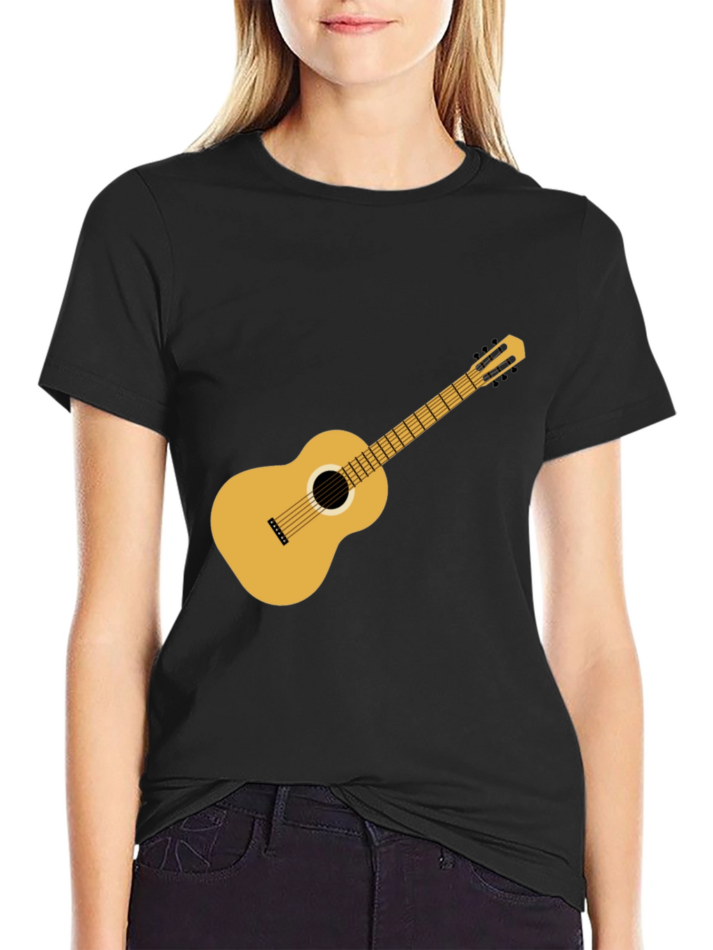 Black Guitar T-Shirt: Classic Music Style