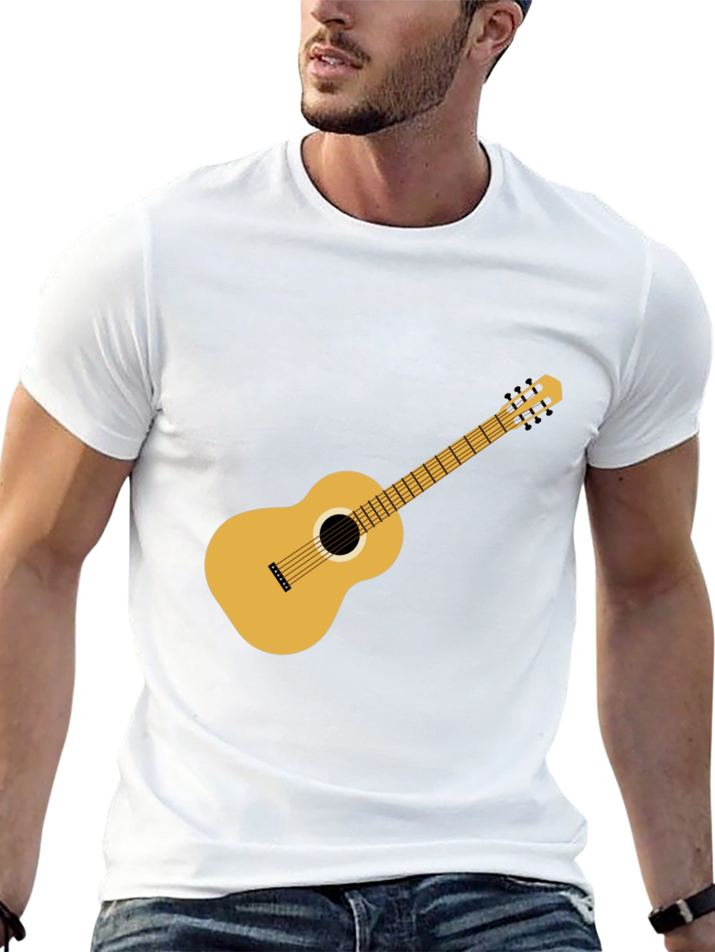 Black Guitar T-Shirt: Classic Music Style