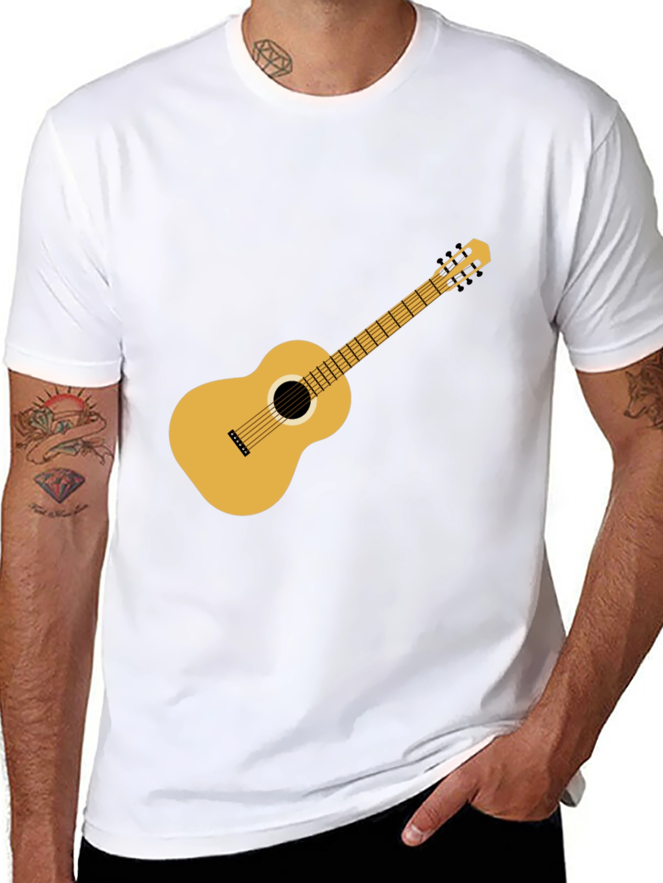 Black Guitar T-Shirt: Classic Music Style