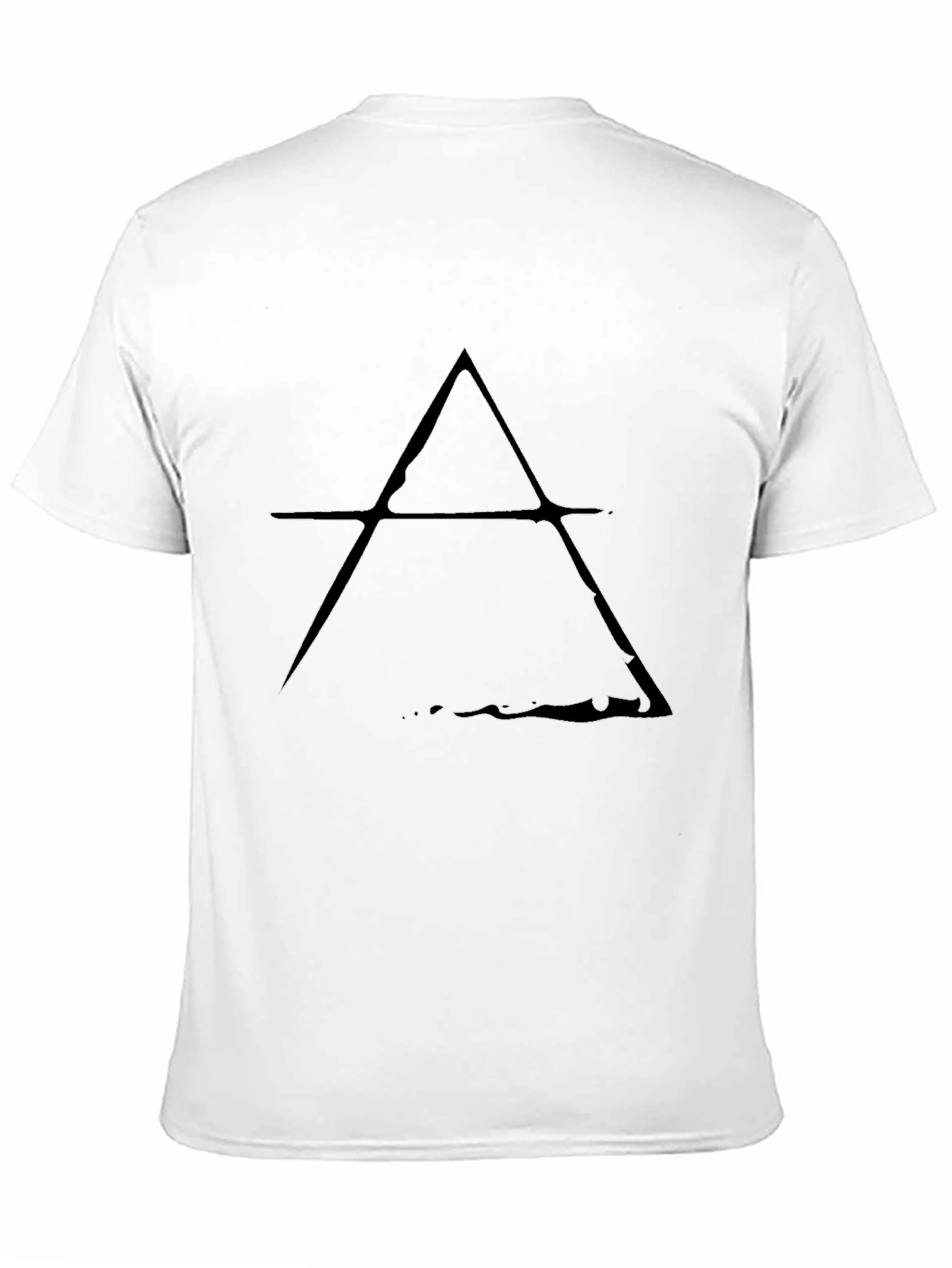 Mens Black T-Shirt with Distressed Symbol