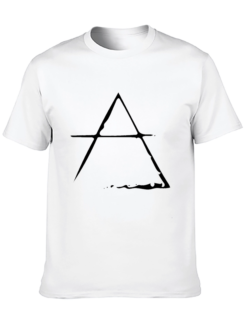 Mens Black T-Shirt with Distressed Symbol