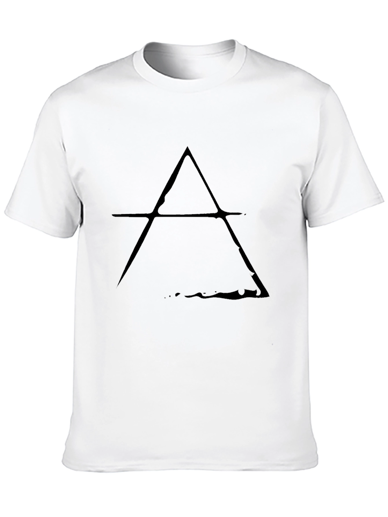 Mens Black T-Shirt with Distressed Symbol