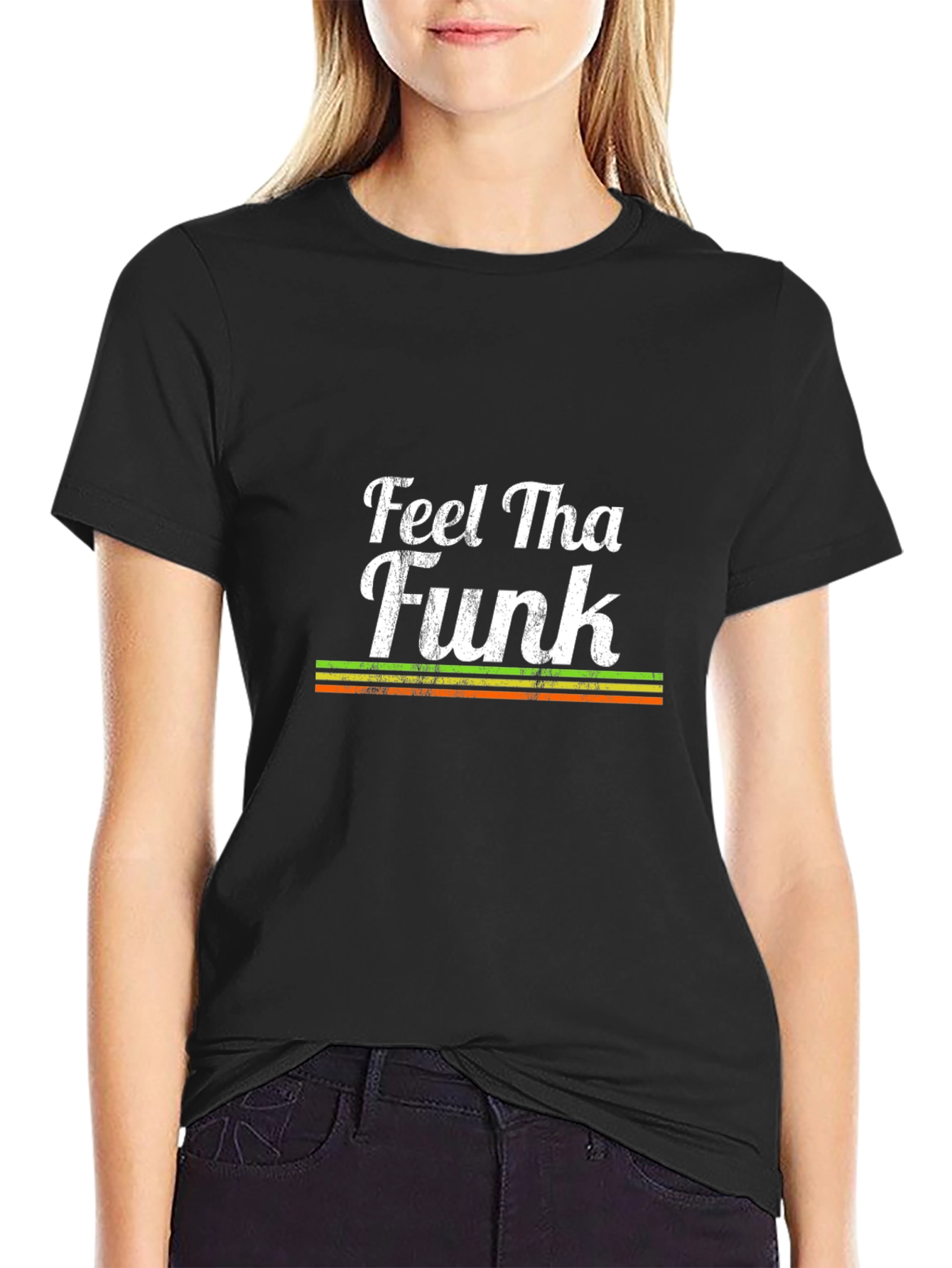 Feel Tha Funk Graphic Print Black T-Shirt