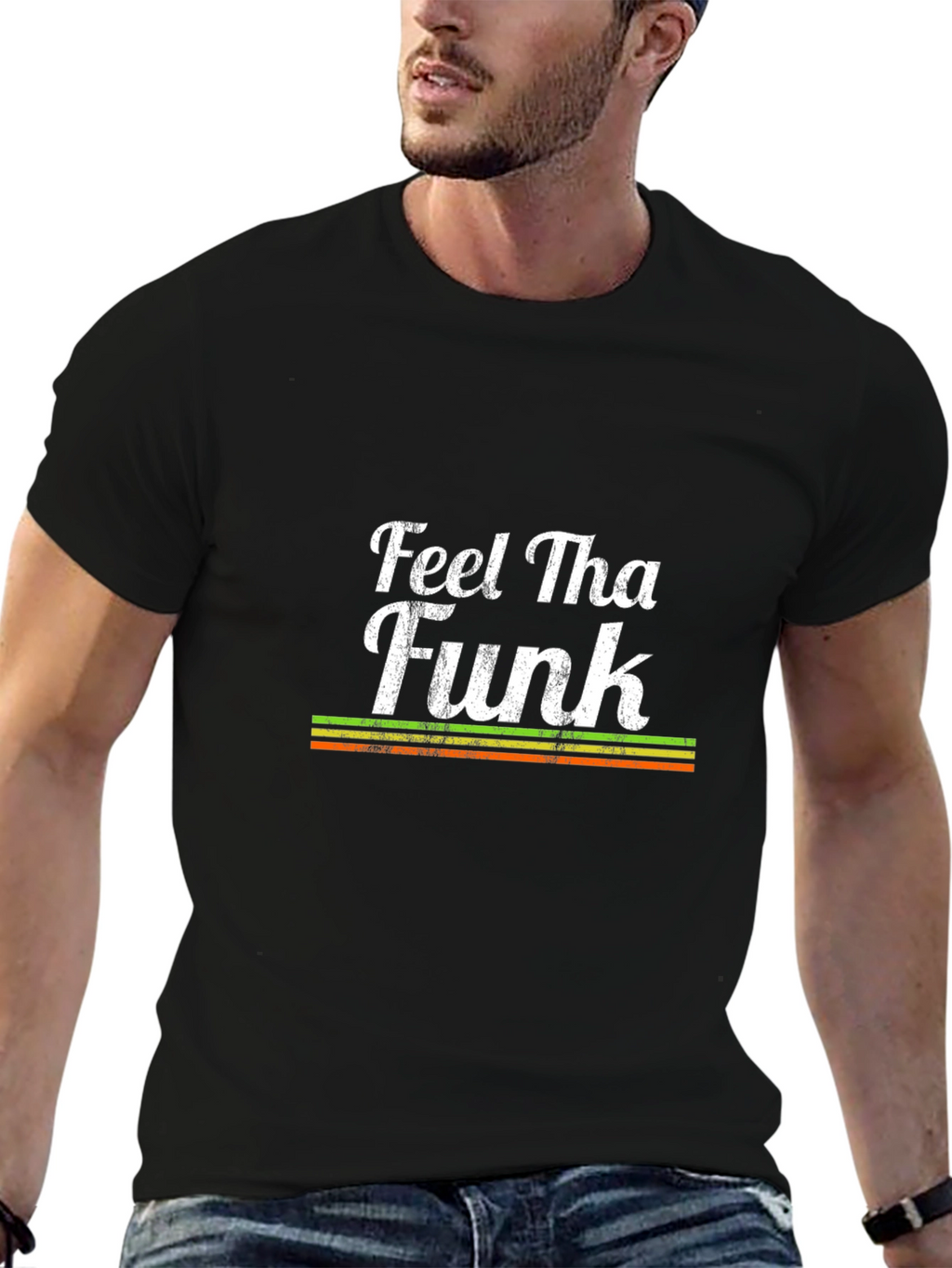 Feel Tha Funk Graphic Print Black T-Shirt