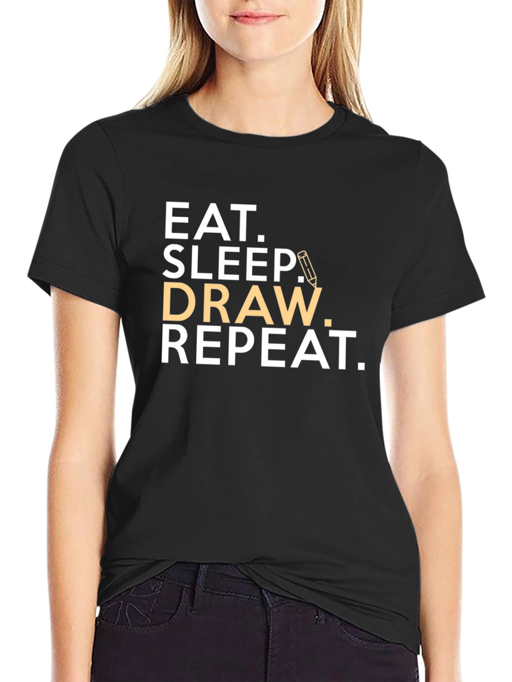 Eat Sleep Draw Repeat Black Graphic T-Shirt