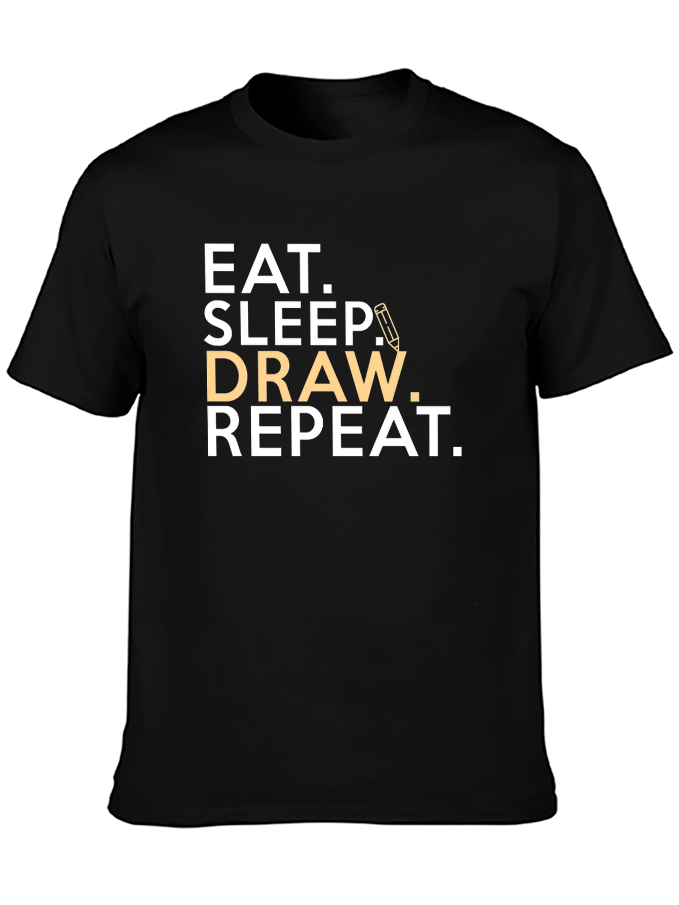 Eat Sleep Draw Repeat Black Graphic T-Shirt