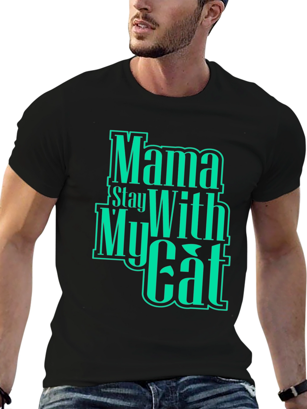 Mama Stay With My Cat Graphic T-Shirt