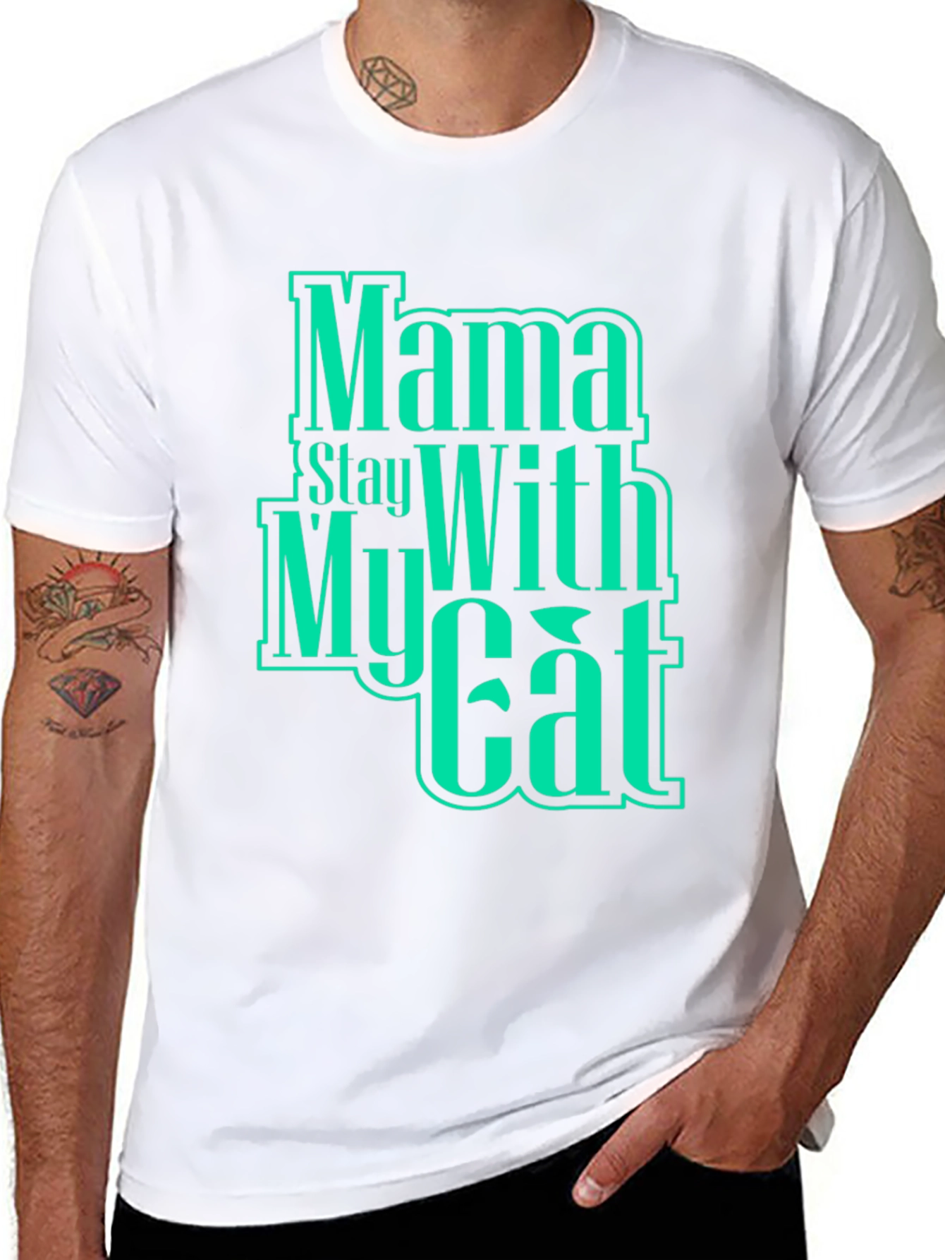 Mama Stay With My Cat Graphic T-Shirt