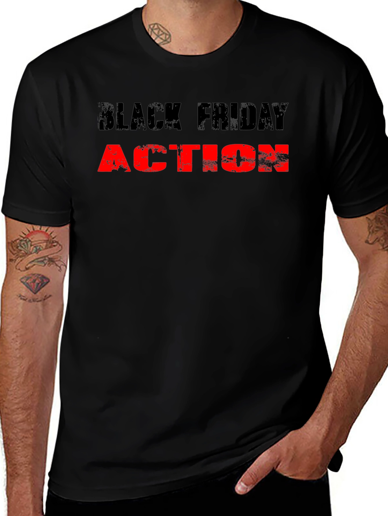 Black Friday Action Tee - Stylish Graphic T-Shirt