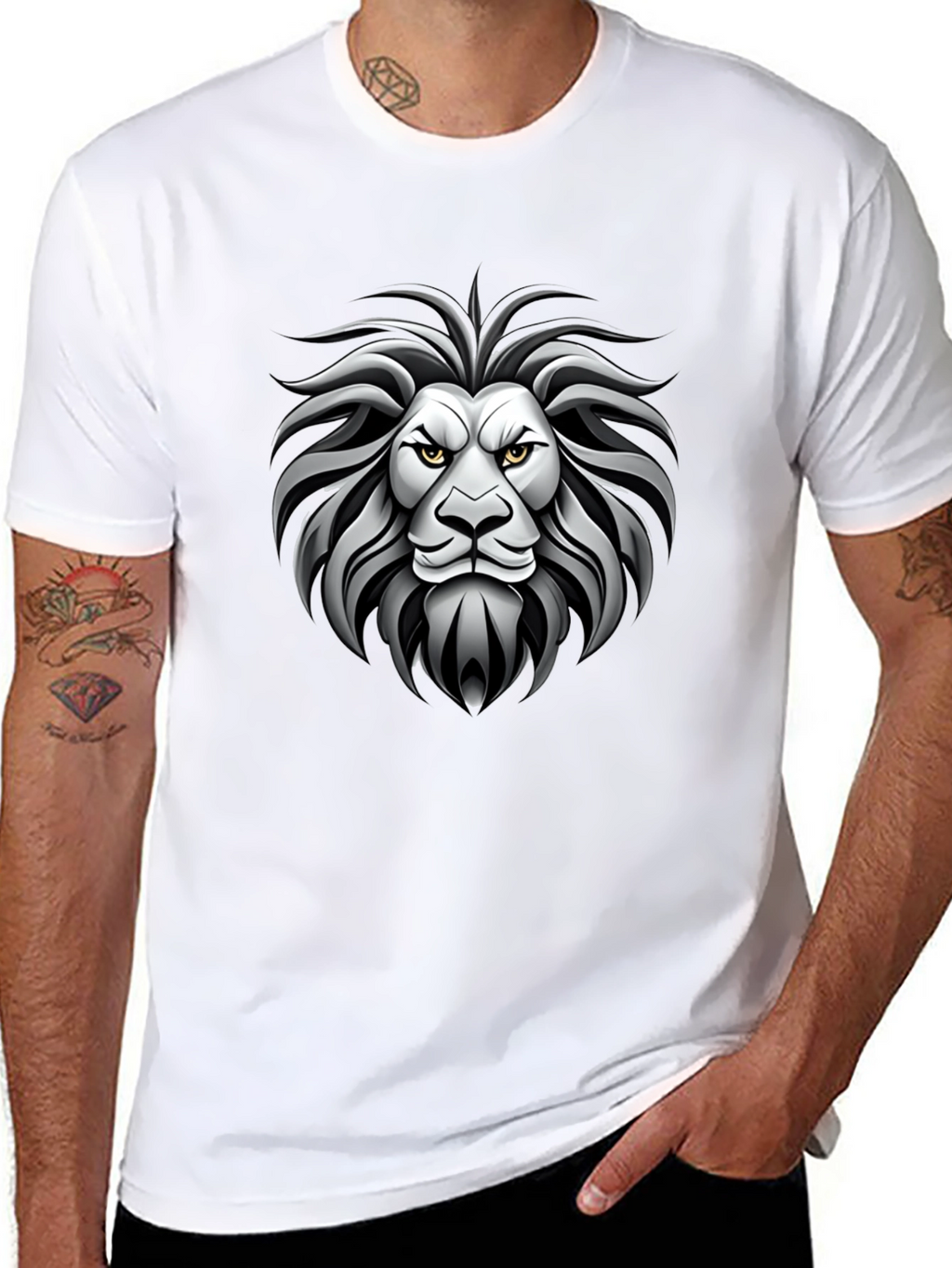 Lion Head Graphic Black T-Shirt