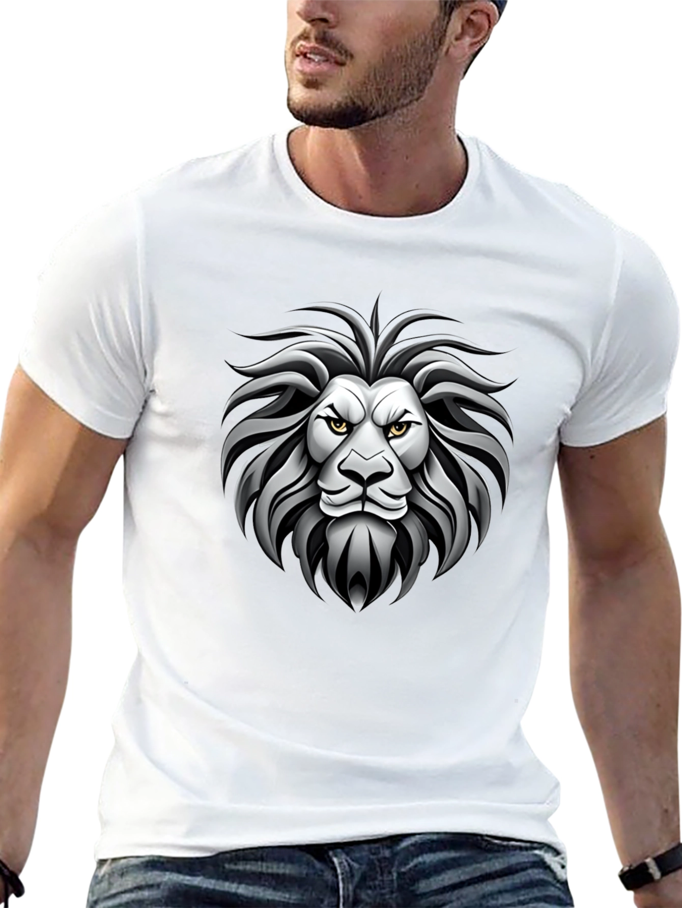 Lion Head Graphic Black T-Shirt