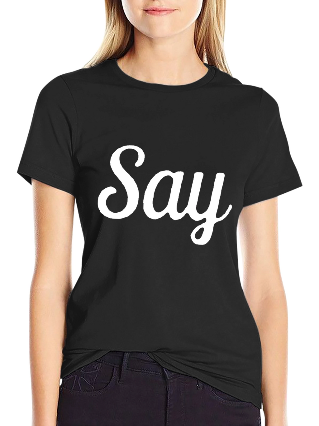 Mens Black Say Graphic T-Shirt