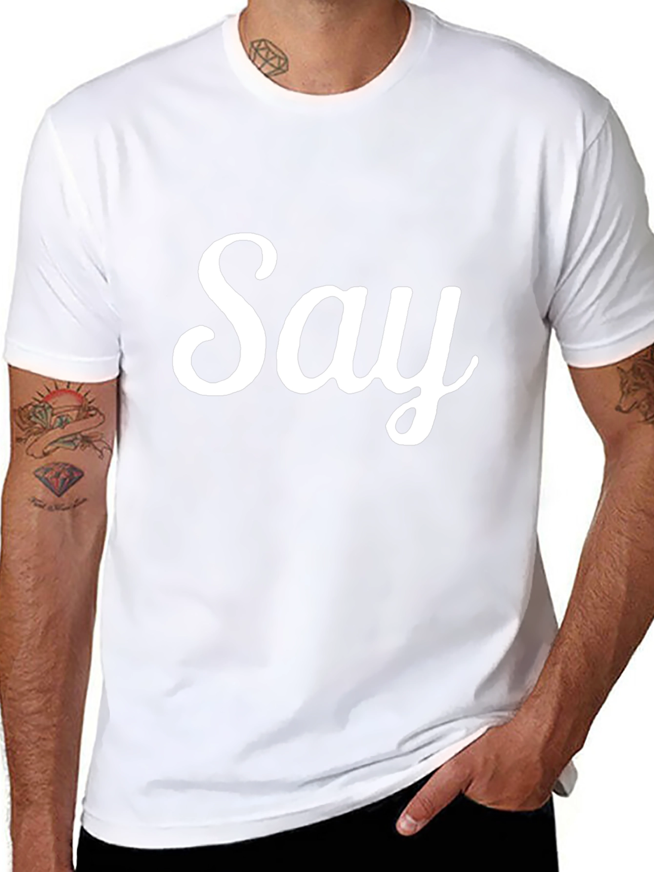 Mens Black Say Graphic T-Shirt