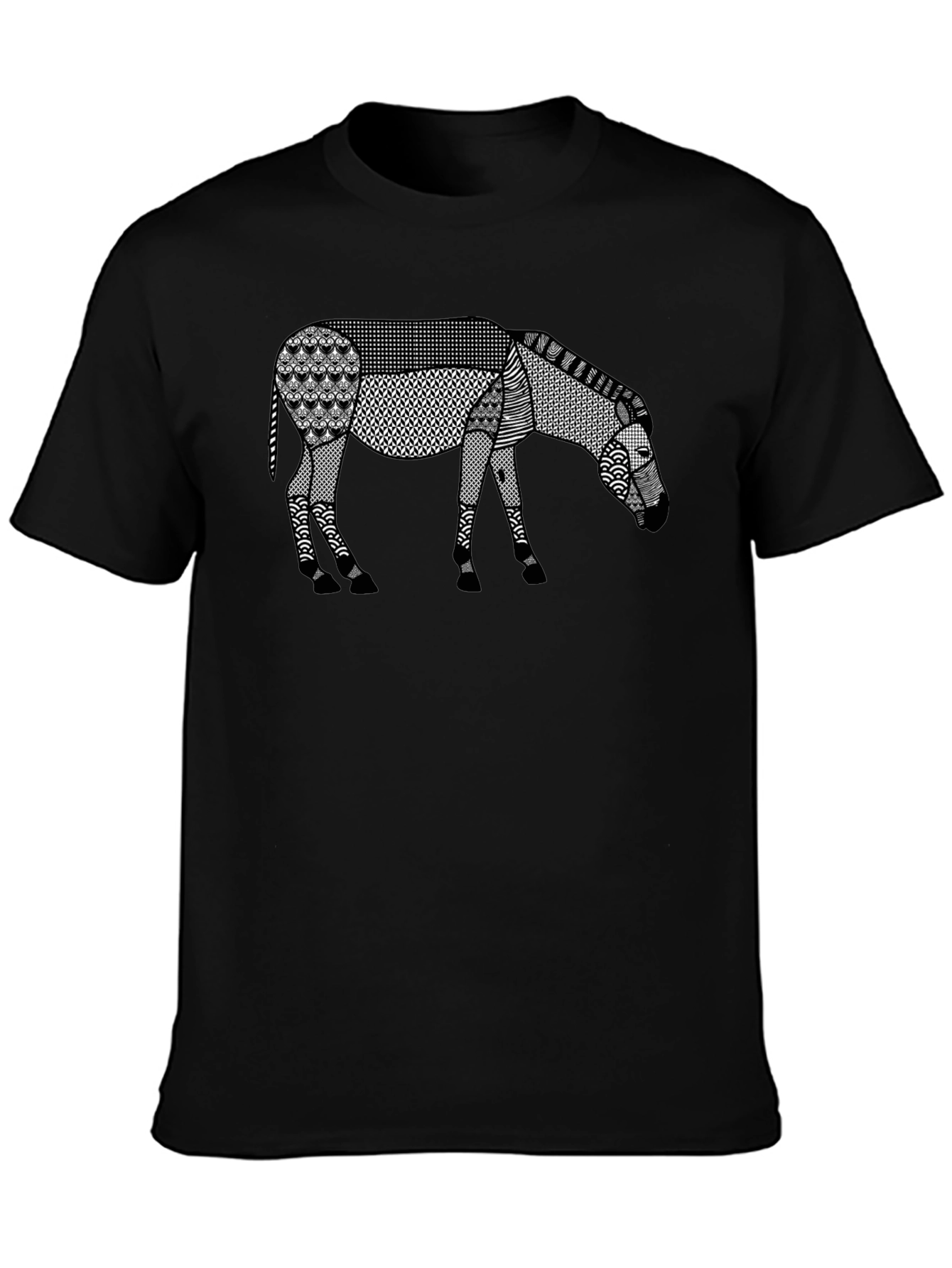 Abstract Donkey Graphic Tee - Unique Patterned Design