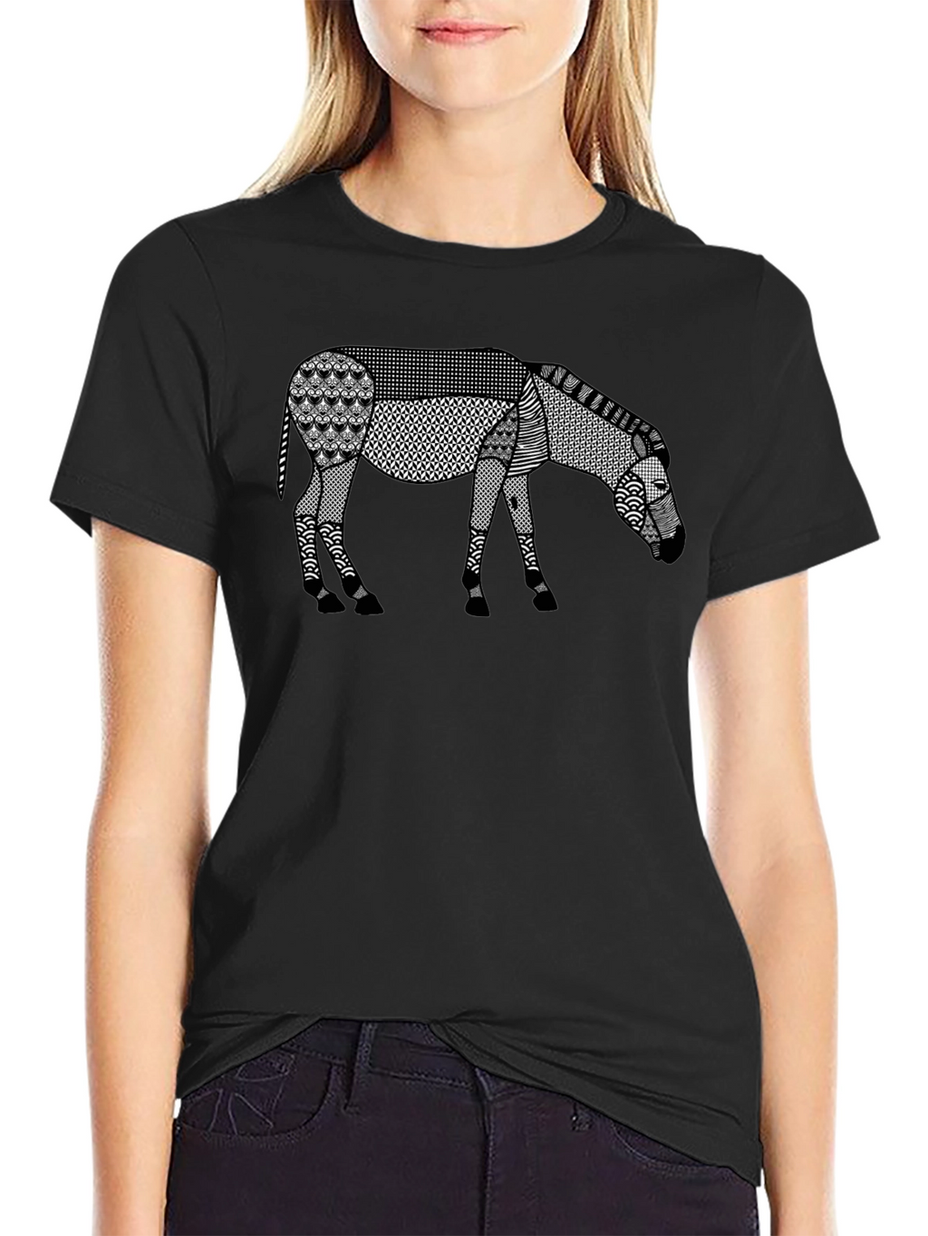 Abstract Donkey Graphic Tee - Unique Patterned Design