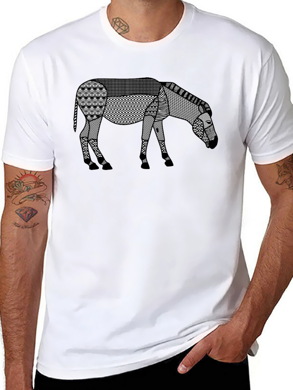 Abstract Donkey Graphic Tee - Unique Patterned Design