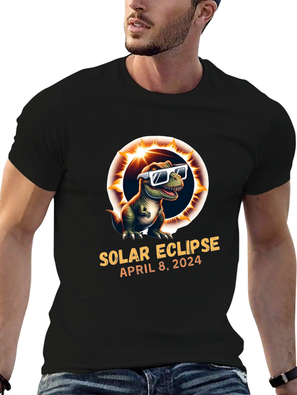 Solar Eclipse April 8 2024 T-Rex T-Shirt