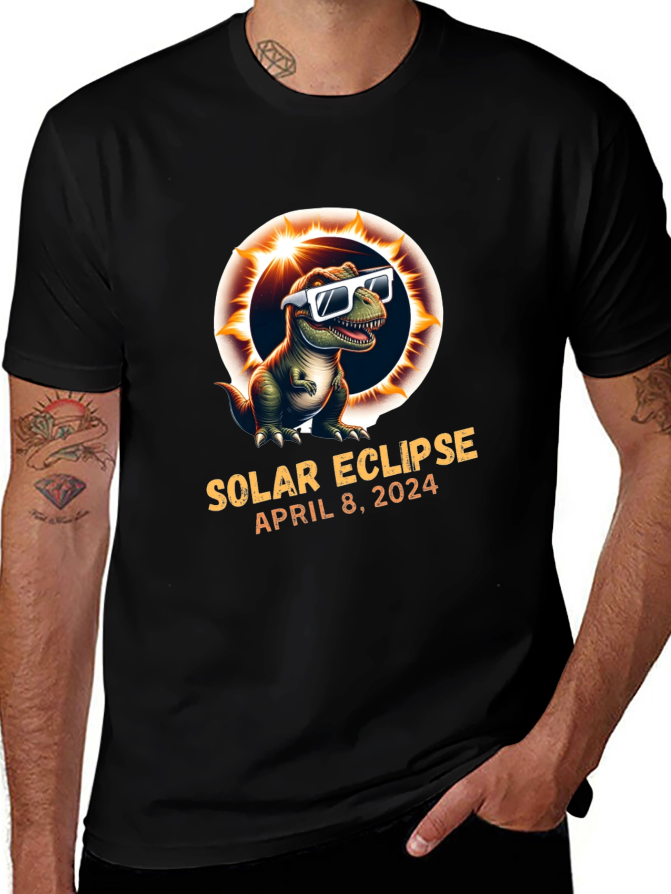 Solar Eclipse April 8 2024 T-Rex T-Shirt