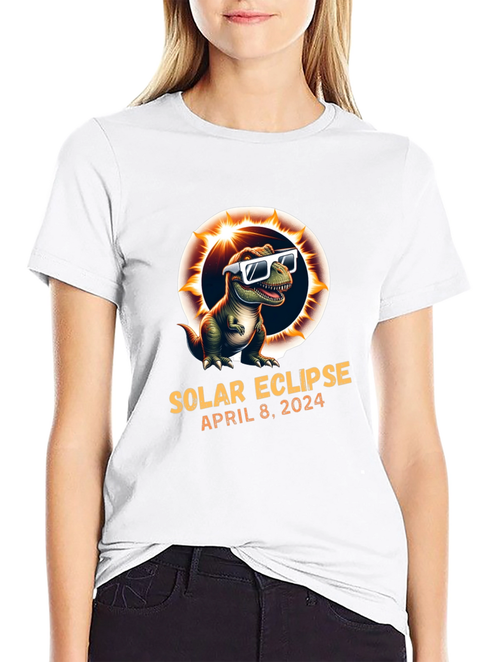 Solar Eclipse April 8 2024 T-Rex T-Shirt