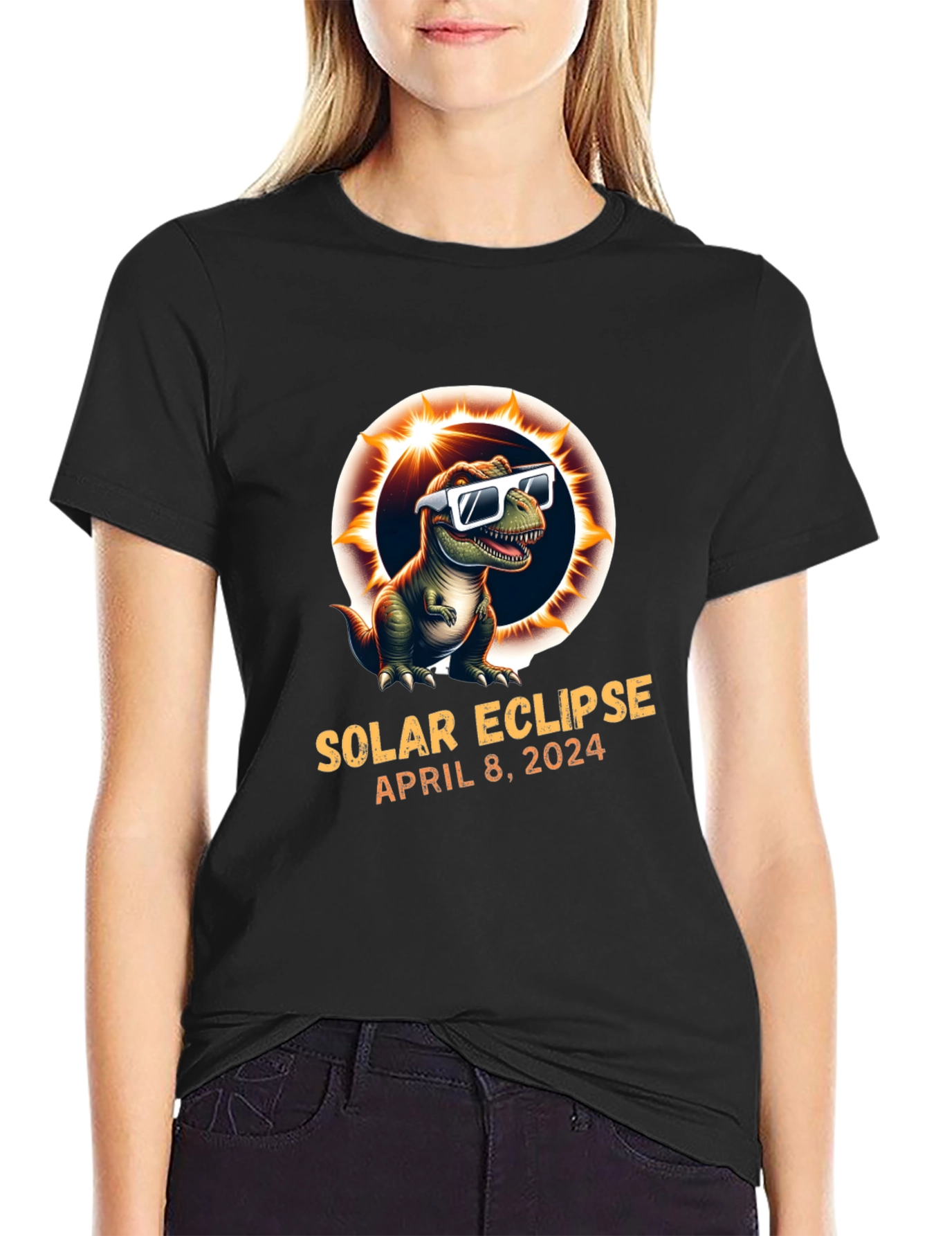 Solar Eclipse April 8 2024 T-Rex T-Shirt