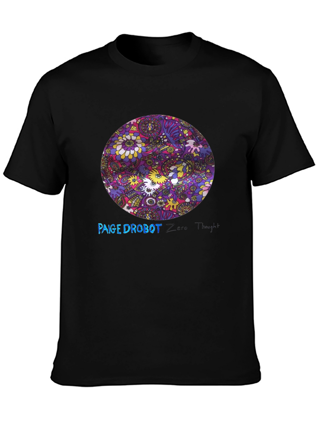 Retro Floral Print Black T-Shirt