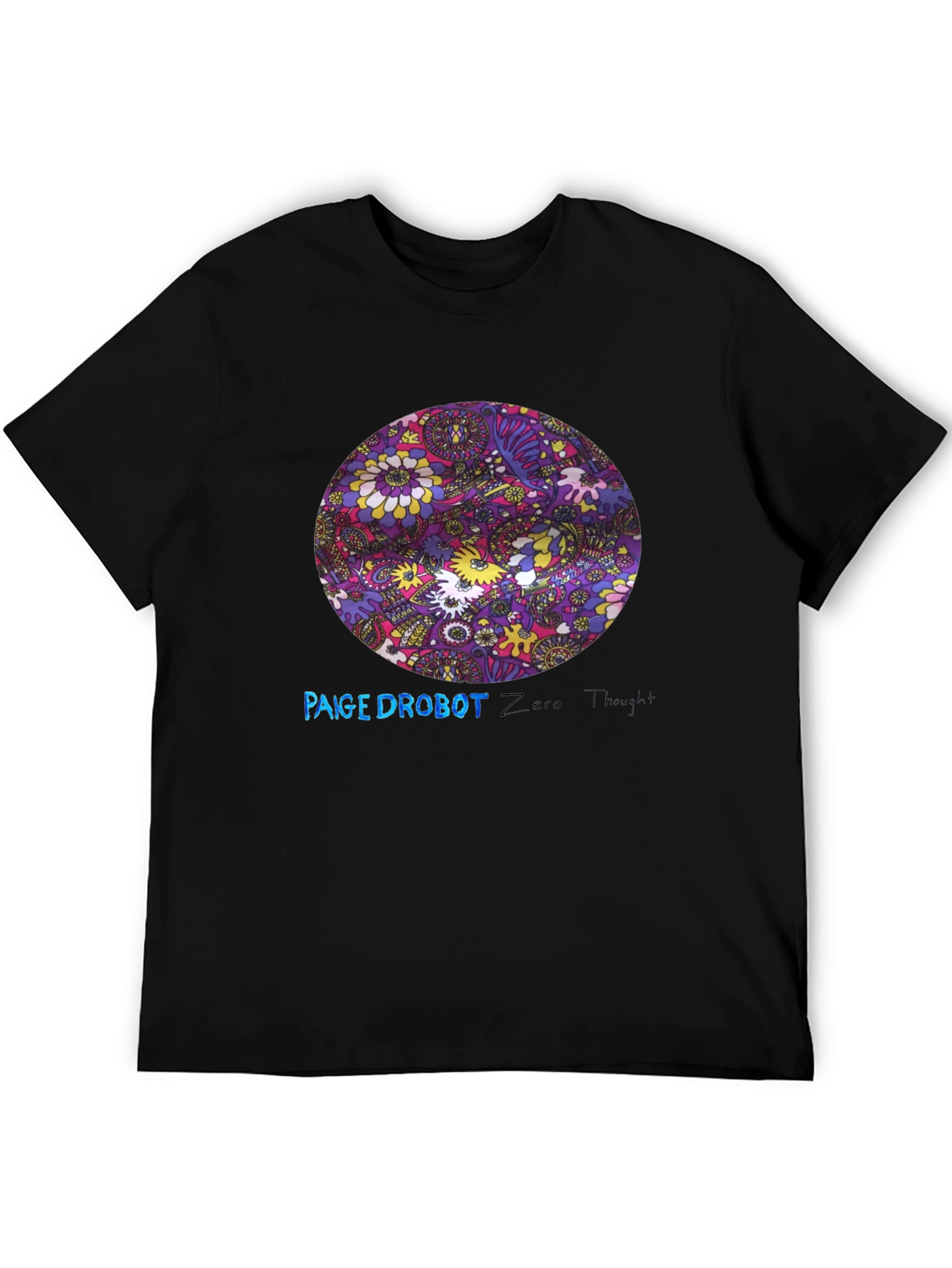Retro Floral Print Black T-Shirt