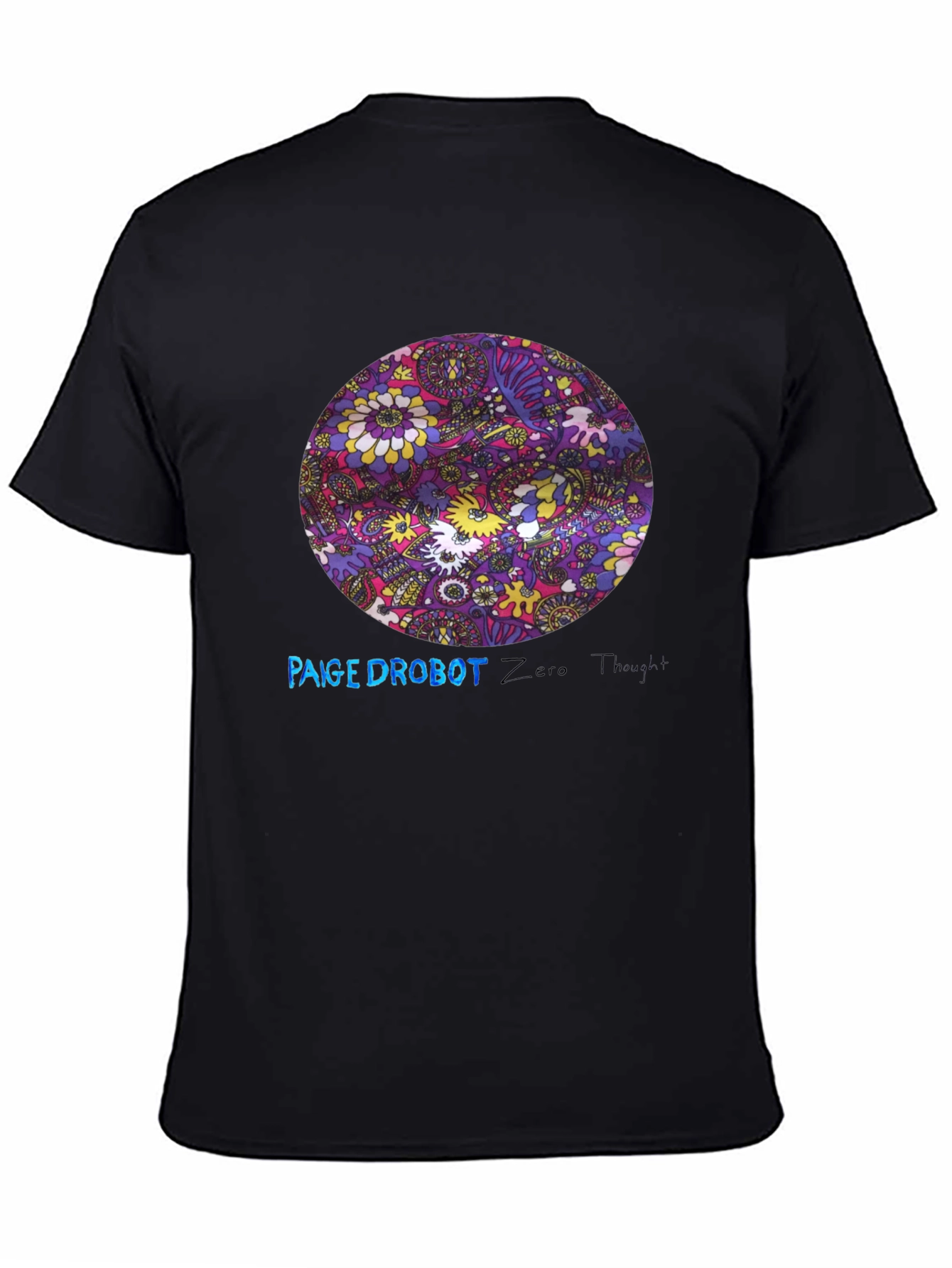 Retro Floral Print Black T-Shirt