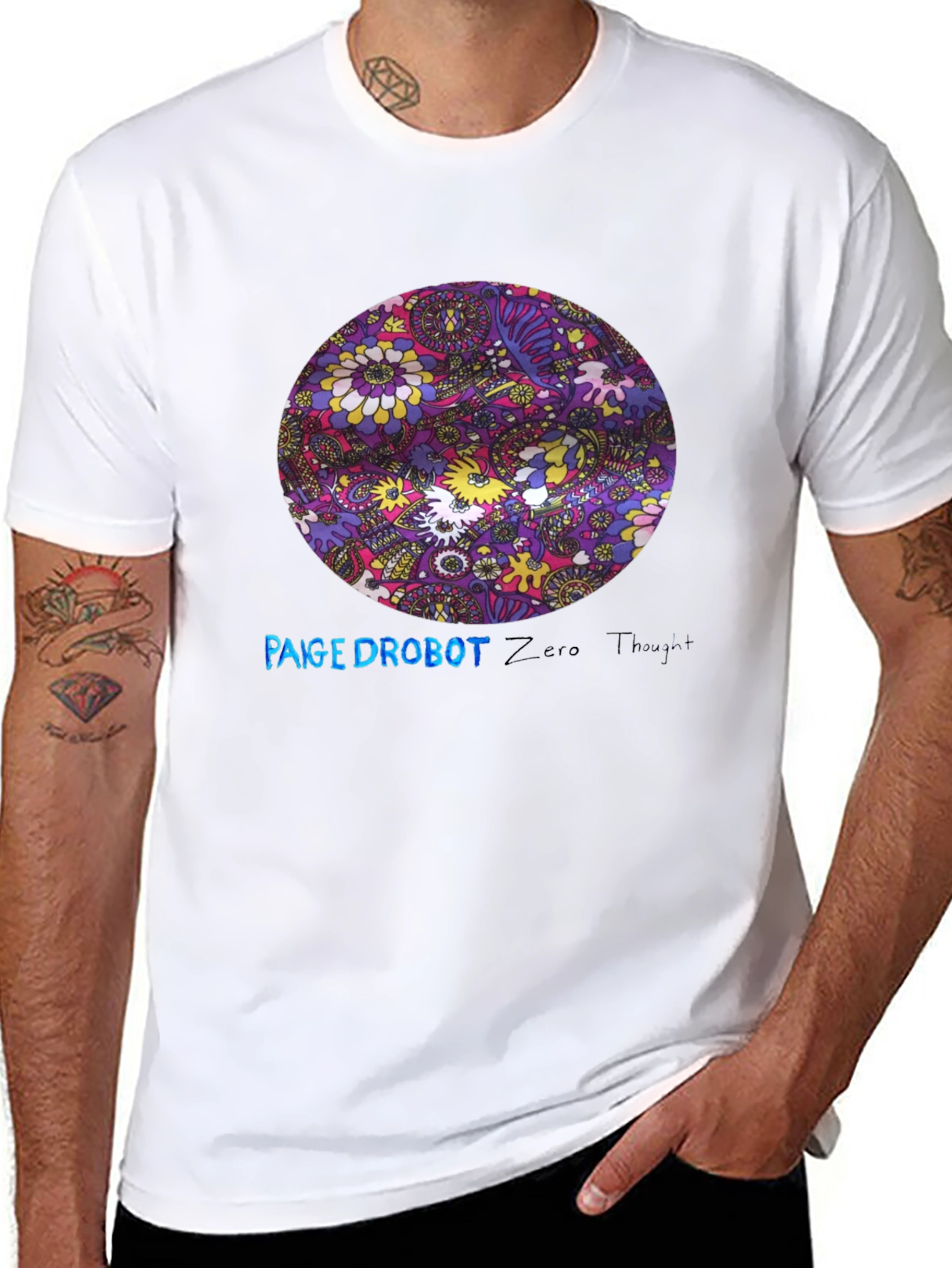Retro Floral Print Black T-Shirt
