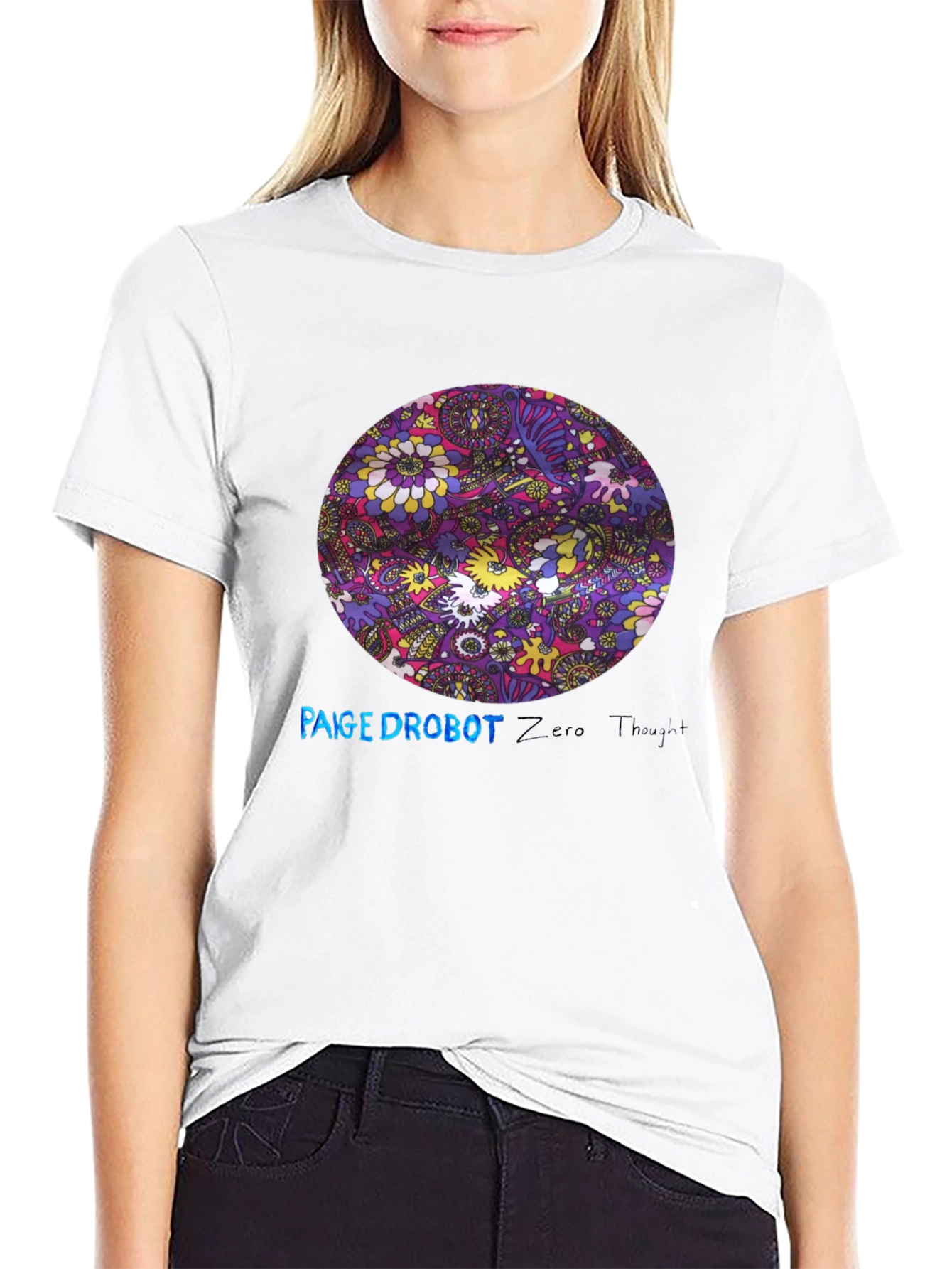 Retro Floral Print Black T-Shirt