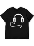 Cool Headphone Graphic Tee - Black
