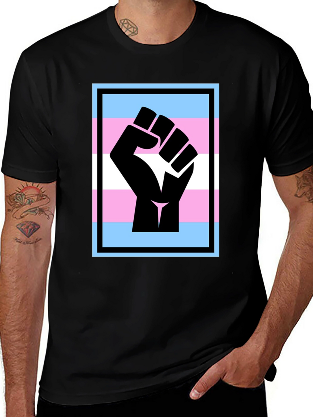 Transgender Pride Fist T-Shirt - Black