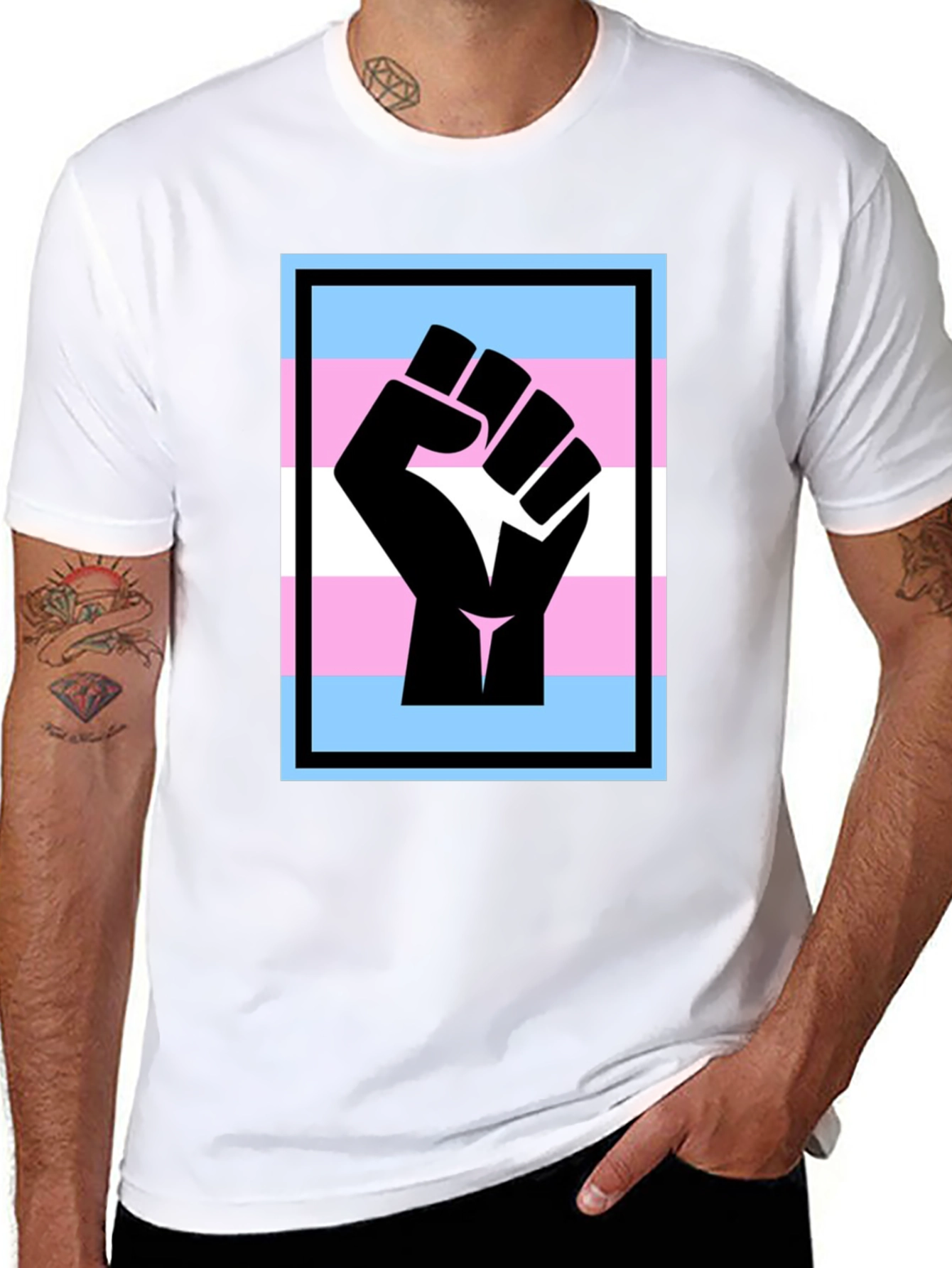 Transgender Pride Fist T-Shirt - Black