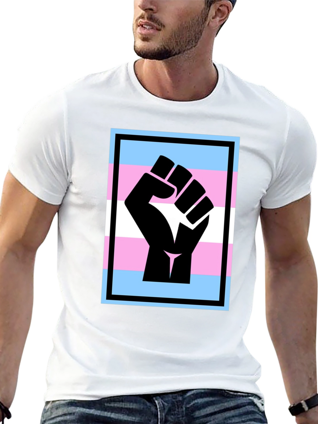 Transgender Pride Fist T-Shirt - Black