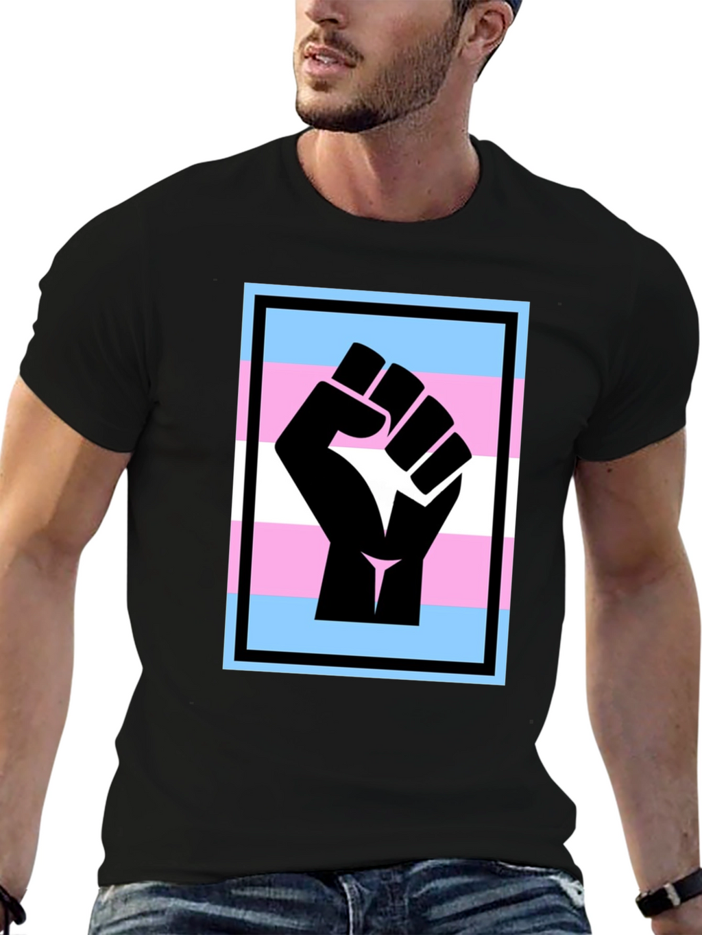 Transgender Pride Fist T-Shirt - Black