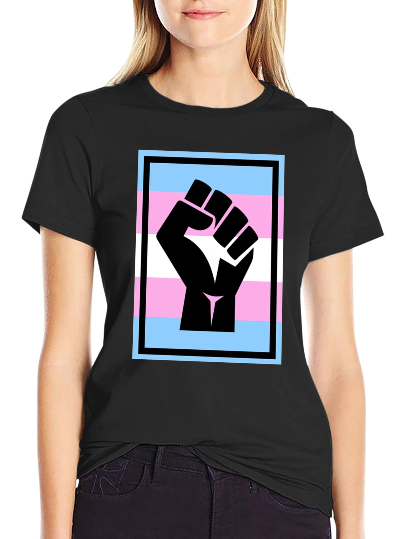 Transgender Pride Fist T-Shirt - Black