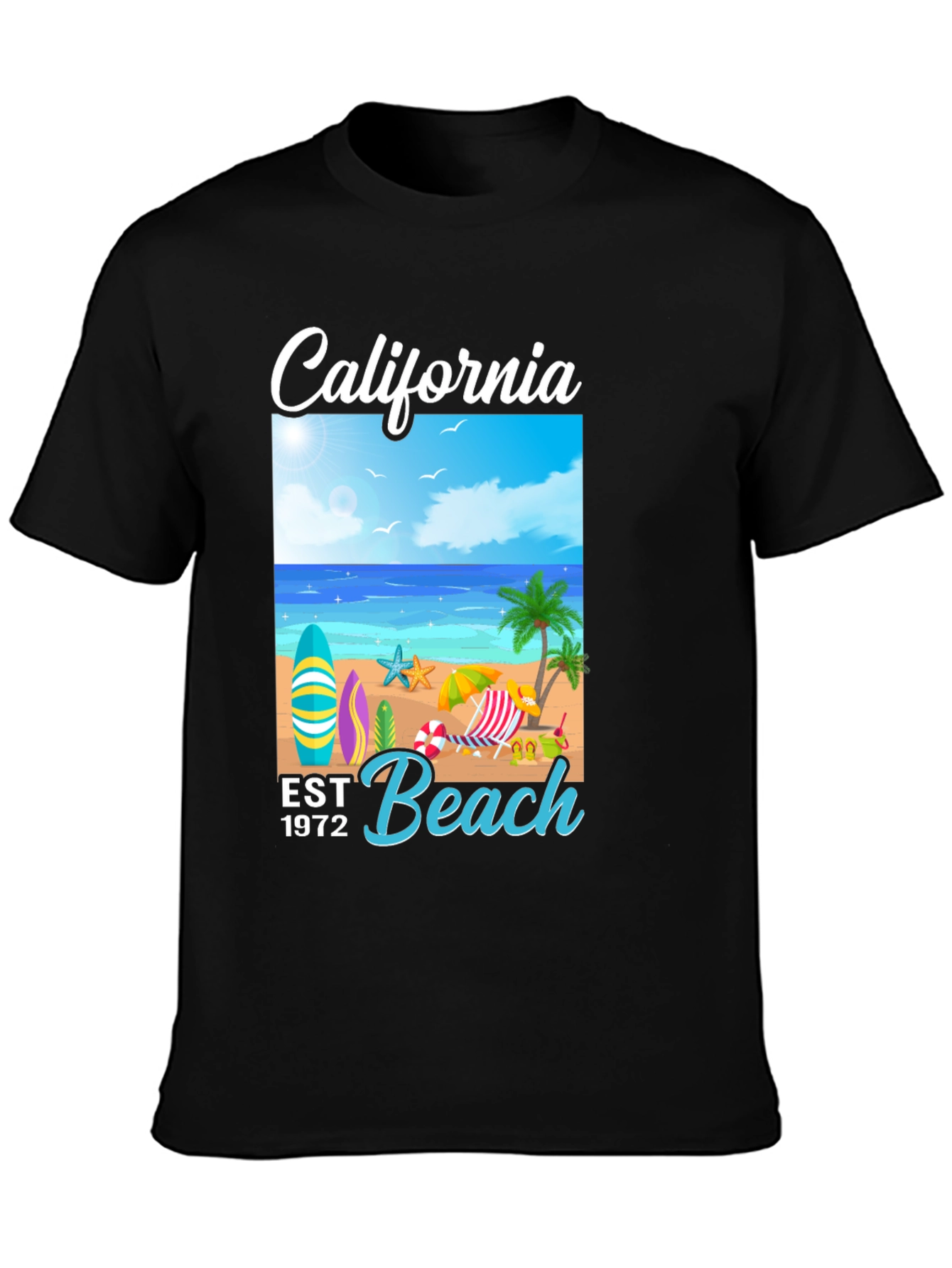 California Beach T-Shirt: Est 1972 Surf Design