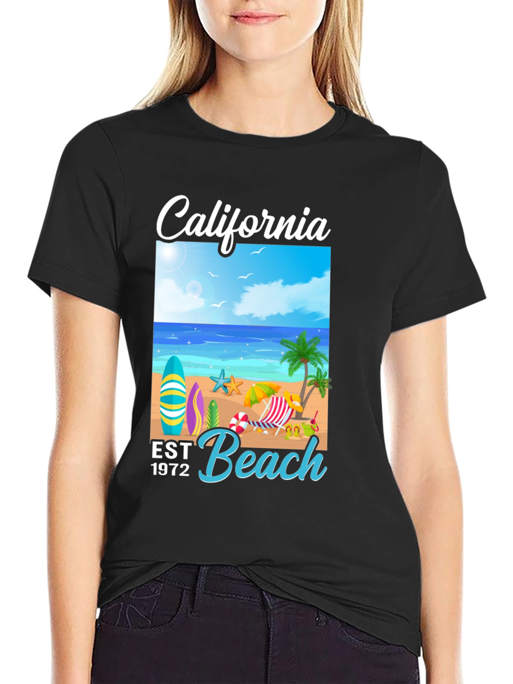 California Beach T-Shirt: Est 1972 Surf Design