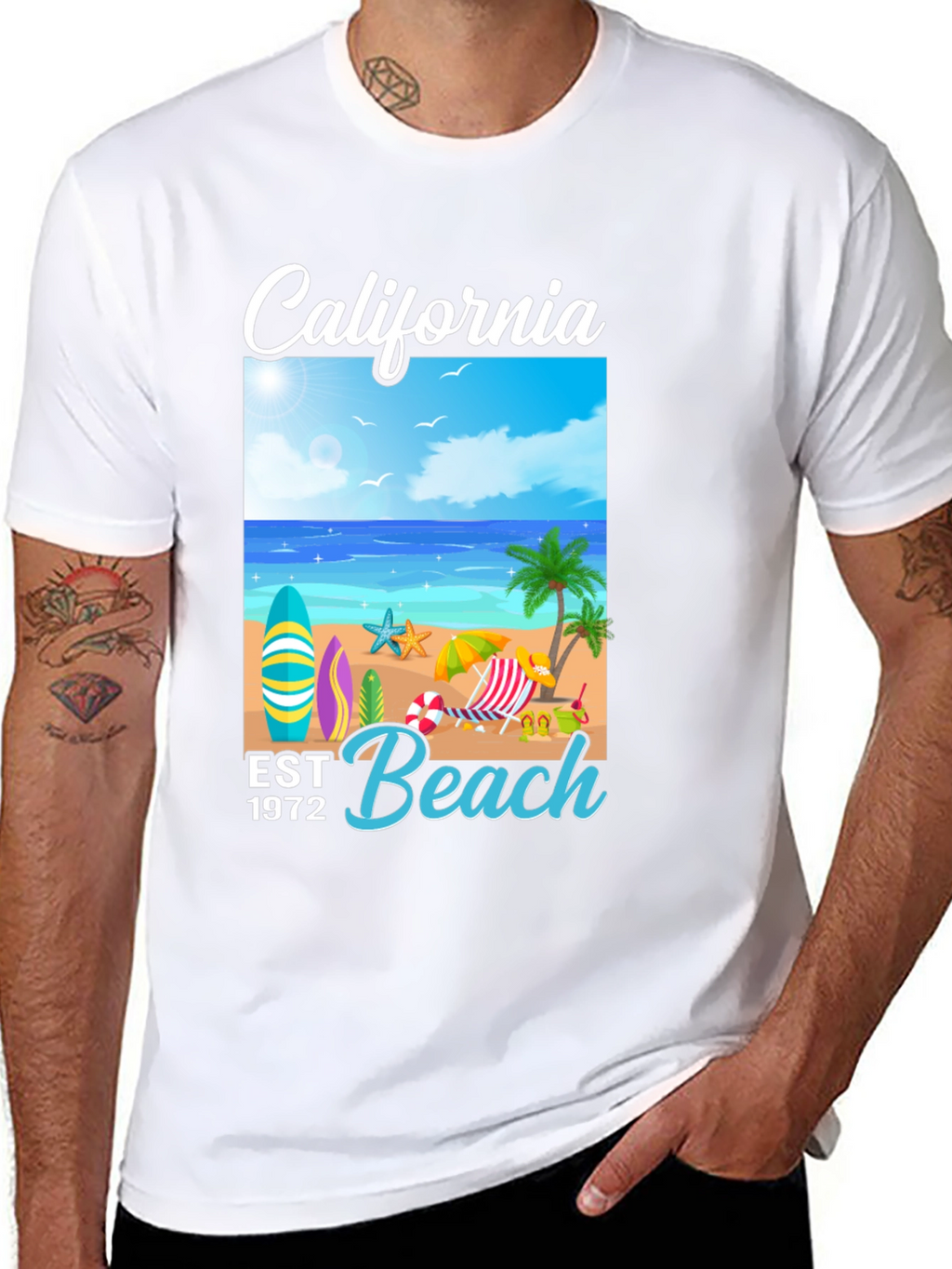 California Beach T-Shirt: Est 1972 Surf Design