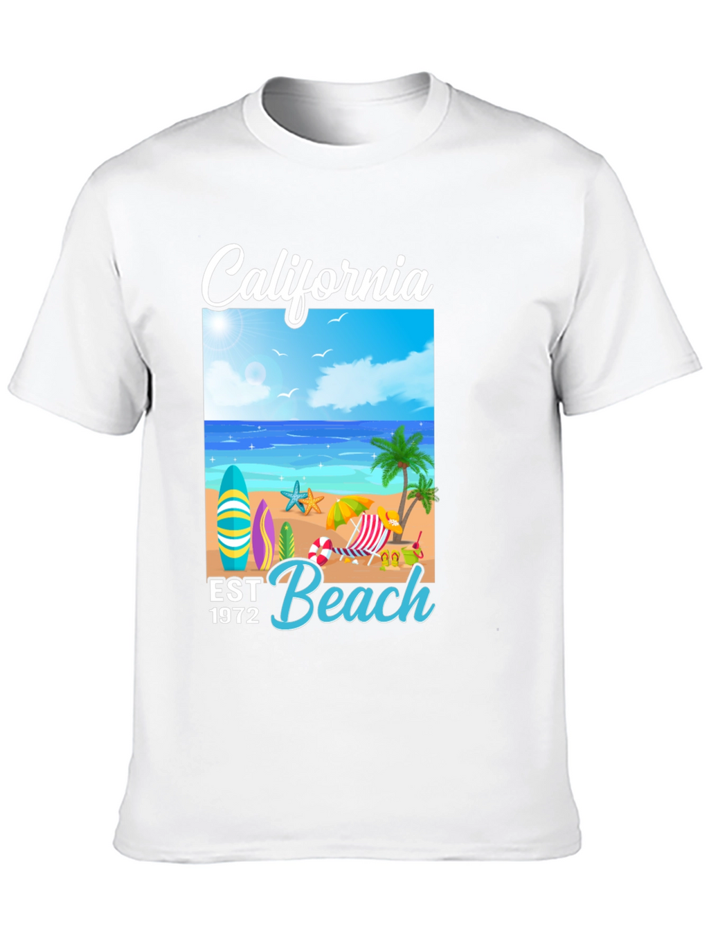 California Beach T-Shirt: Est 1972 Surf Design