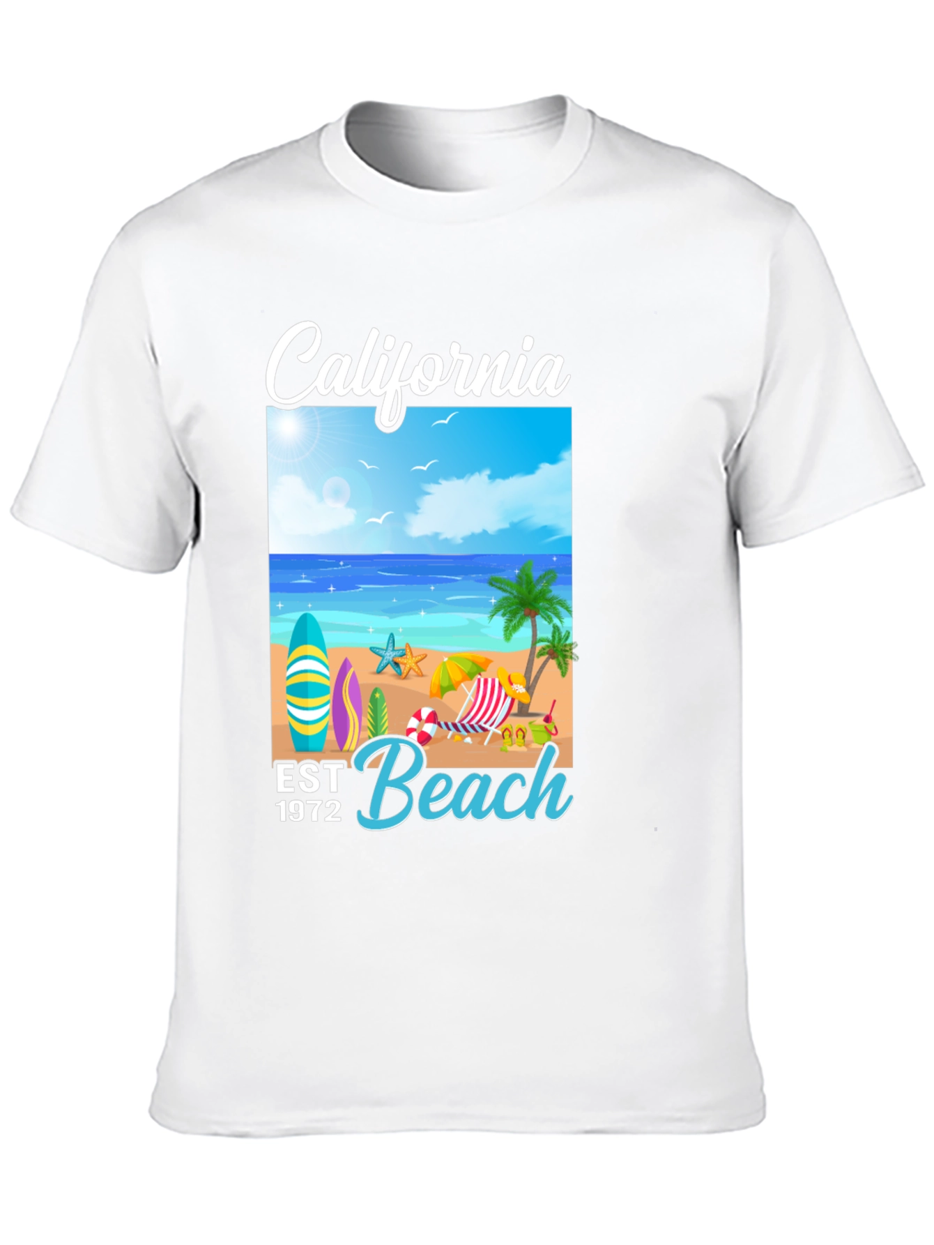 California Beach T-Shirt: Est 1972 Surf Design